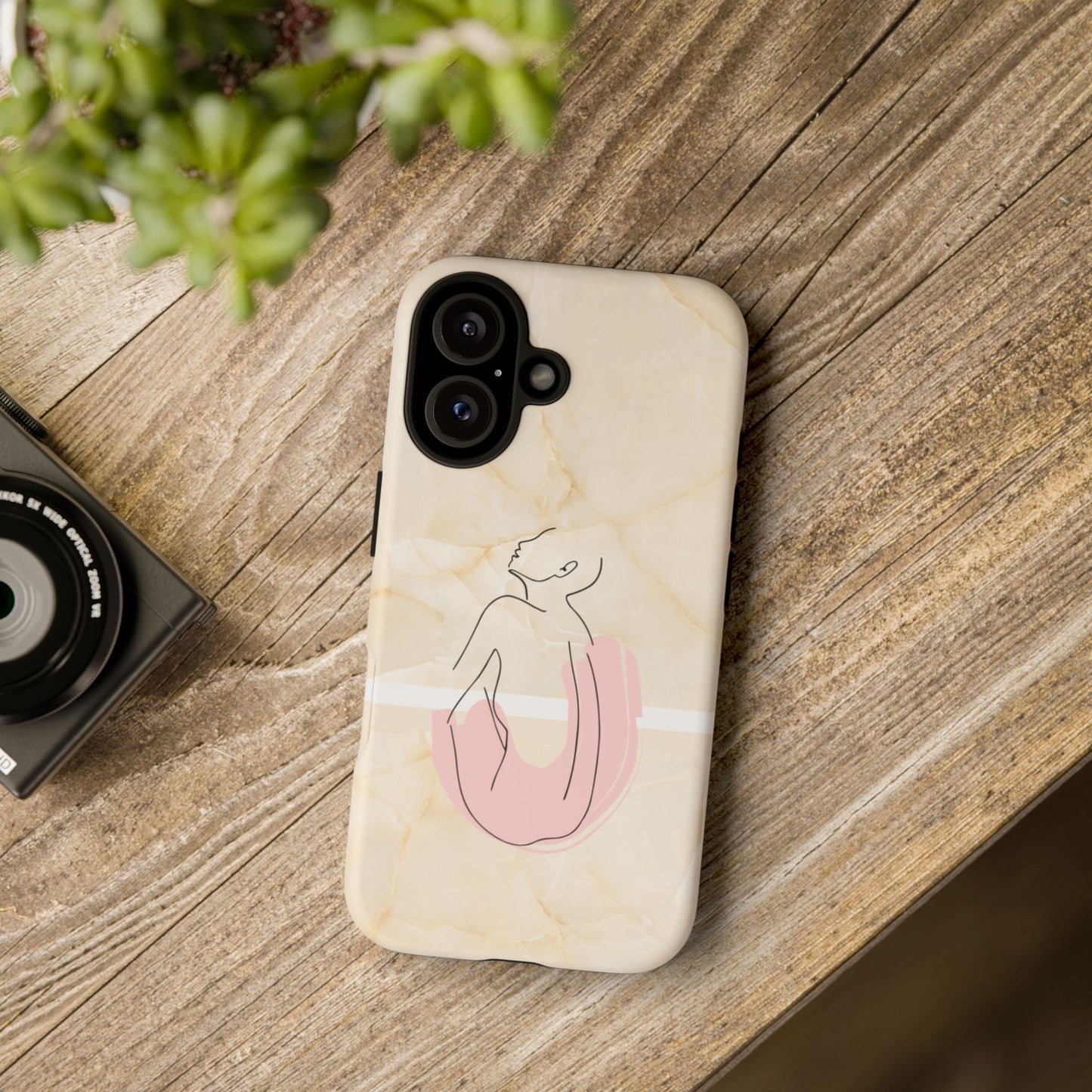 Tough Phone Case — Marble Minimalist Line Art