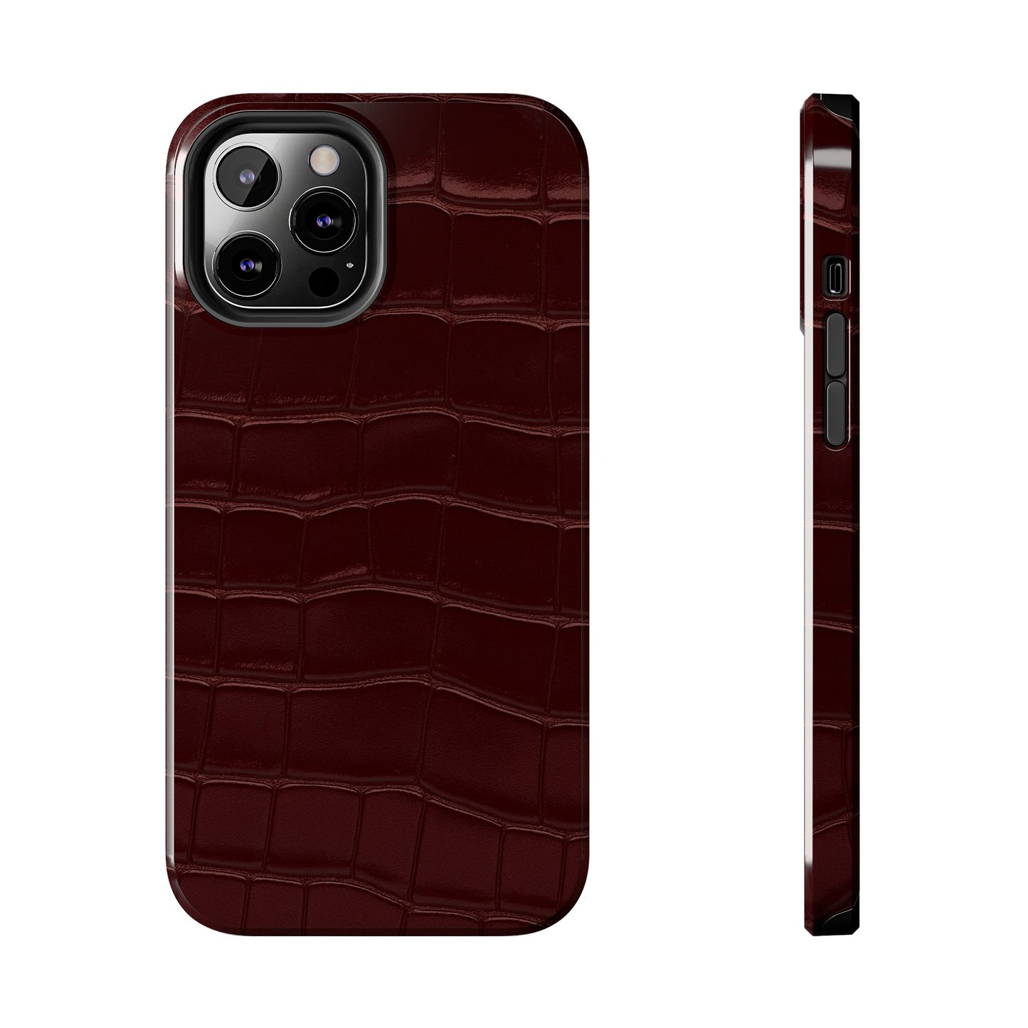 Tough Phone Case — Burgundy, Croc-Embossed