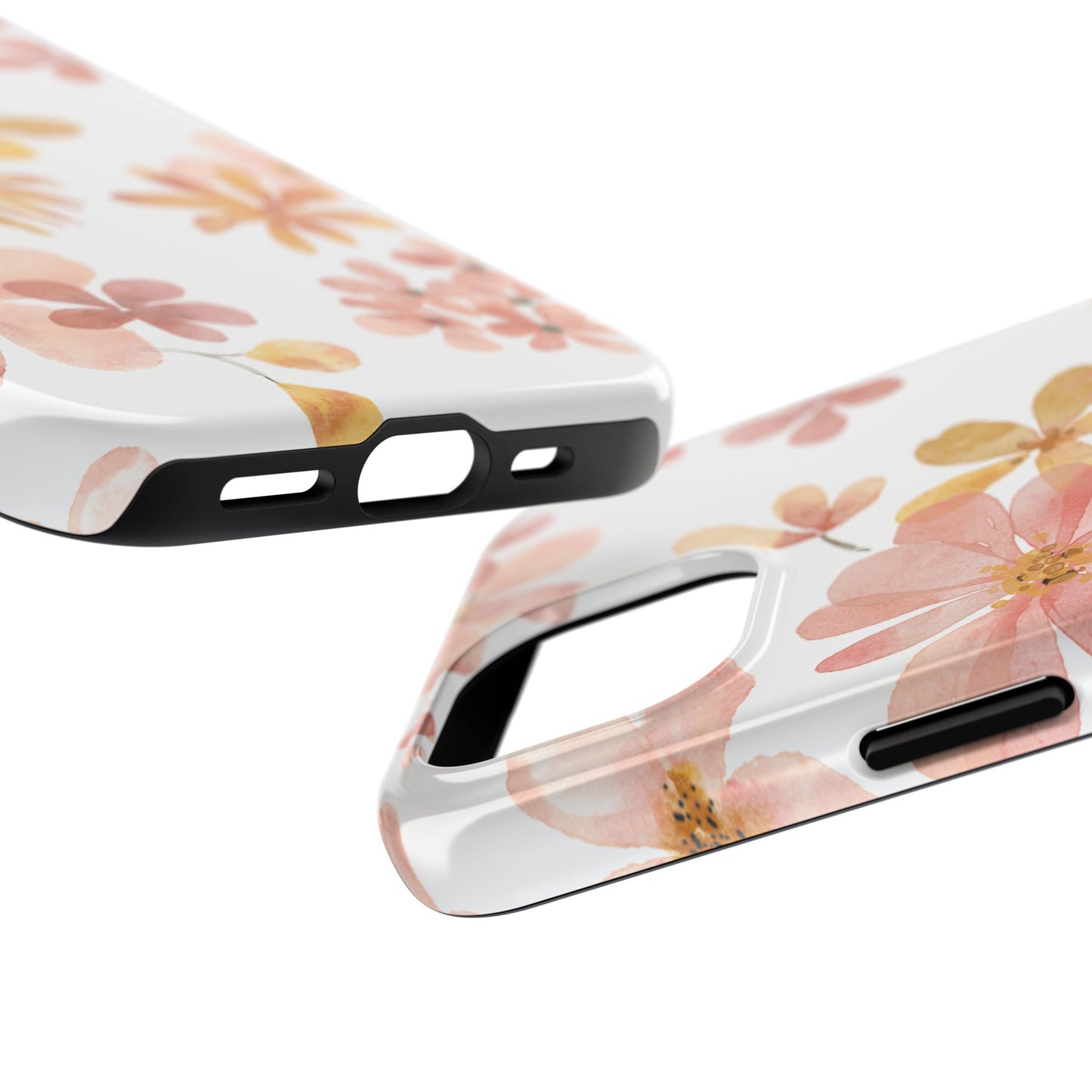 Tough Phone Case — Pink & Gold Blossom Protective Cover