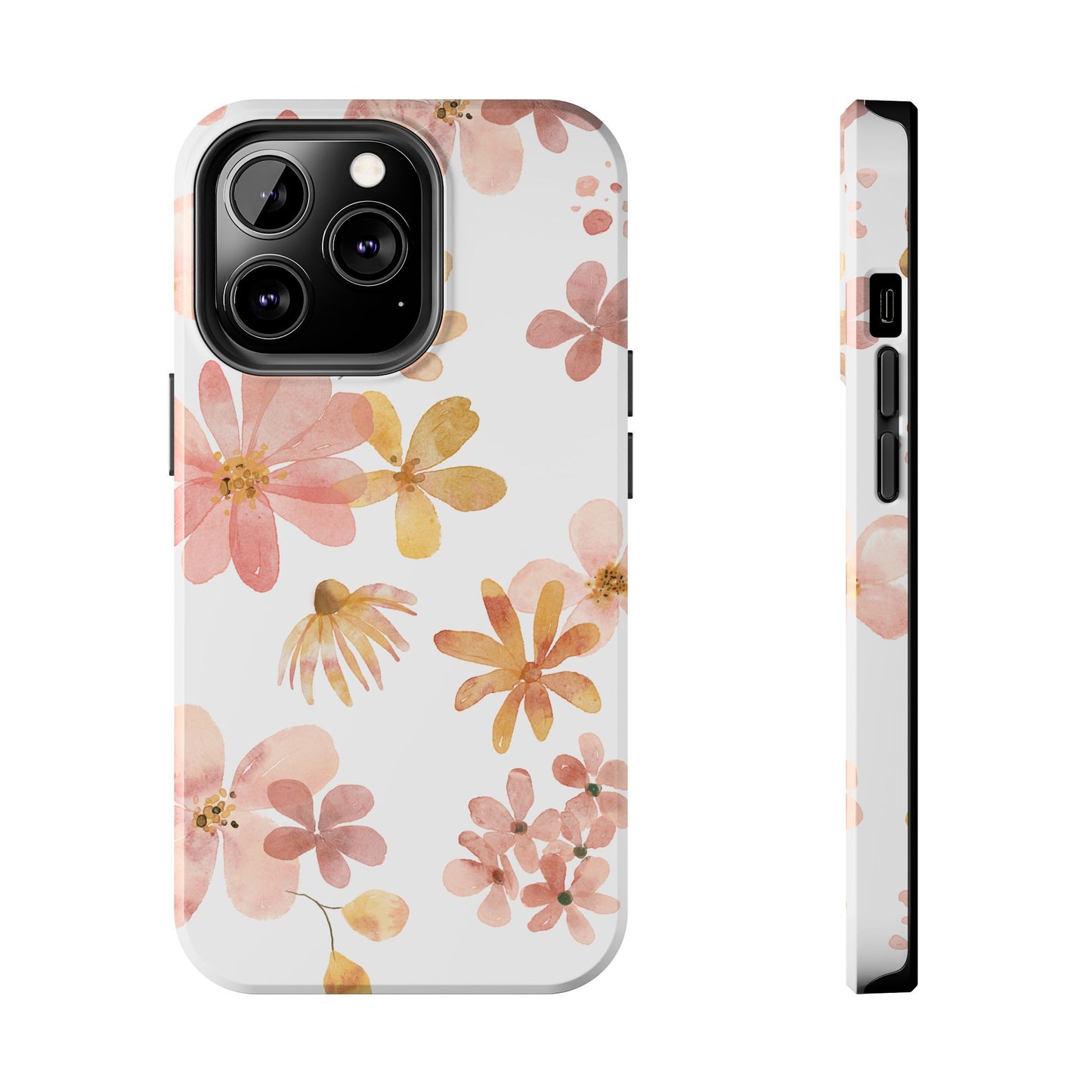 Tough Phone Case — Pink & Gold Blossom Protective Cover