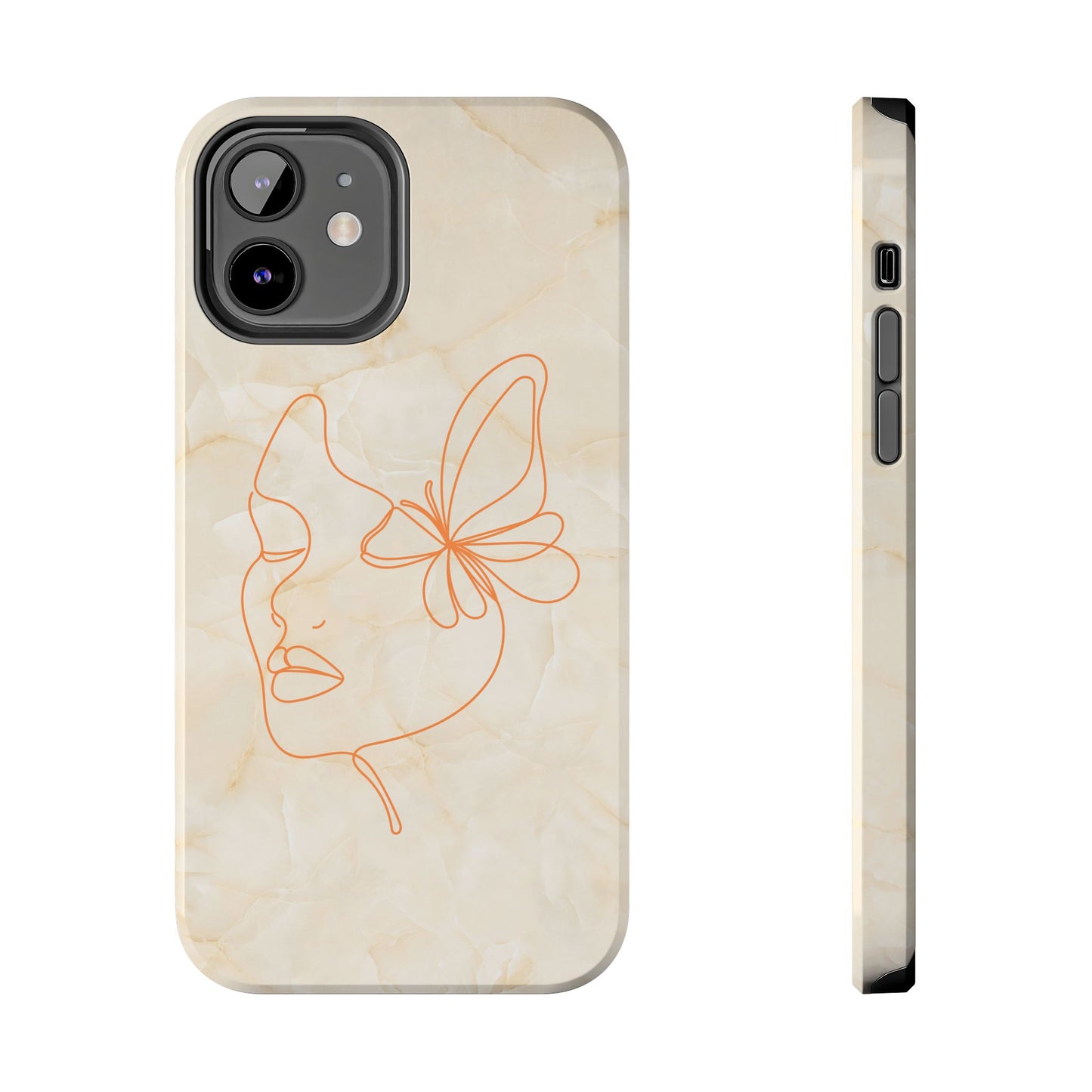 Tough Phone Case —  Marble Line Art, Minimal Elegant