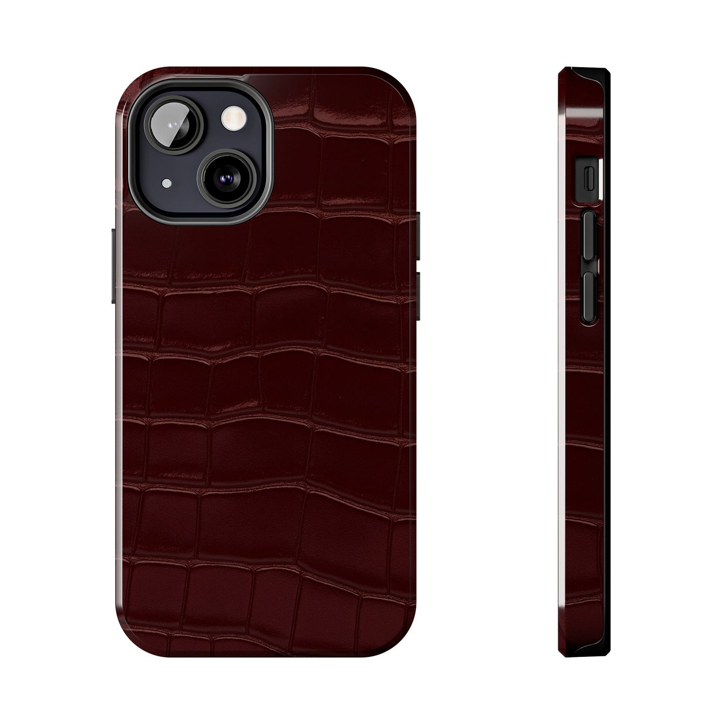 Tough Phone Case — Burgundy, Croc-Embossed