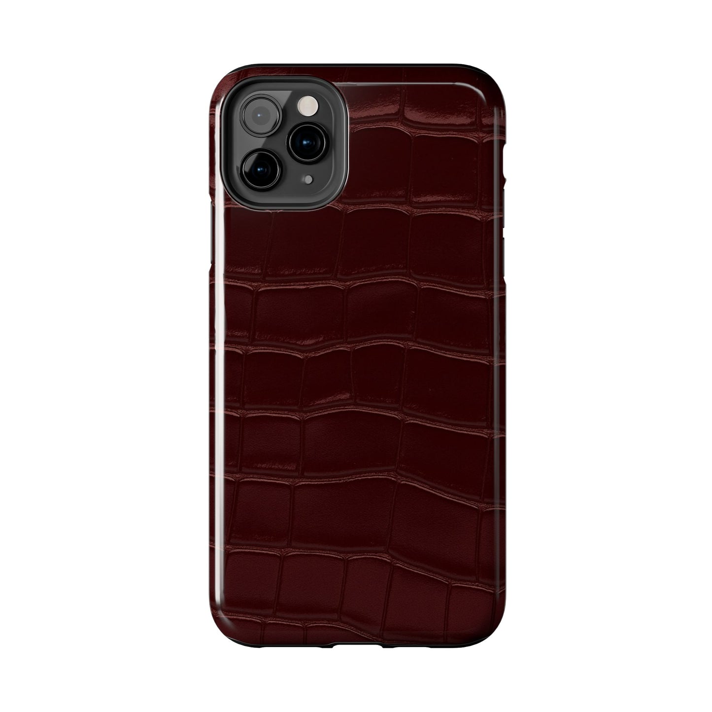 Tough Phone Case — Burgundy, Croc-Embossed