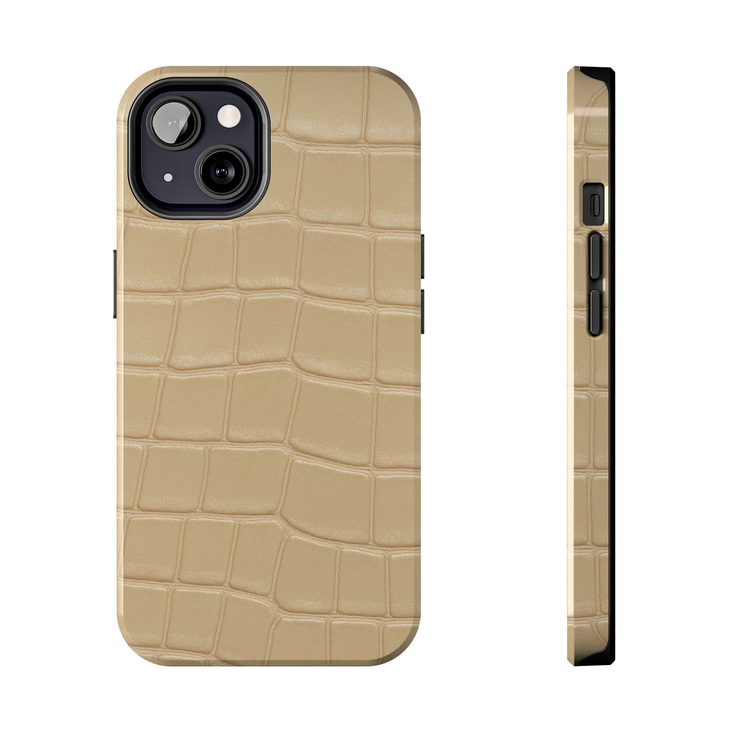 Tough Phone Case — Shockproof Alligator-Texture, Beige Croc