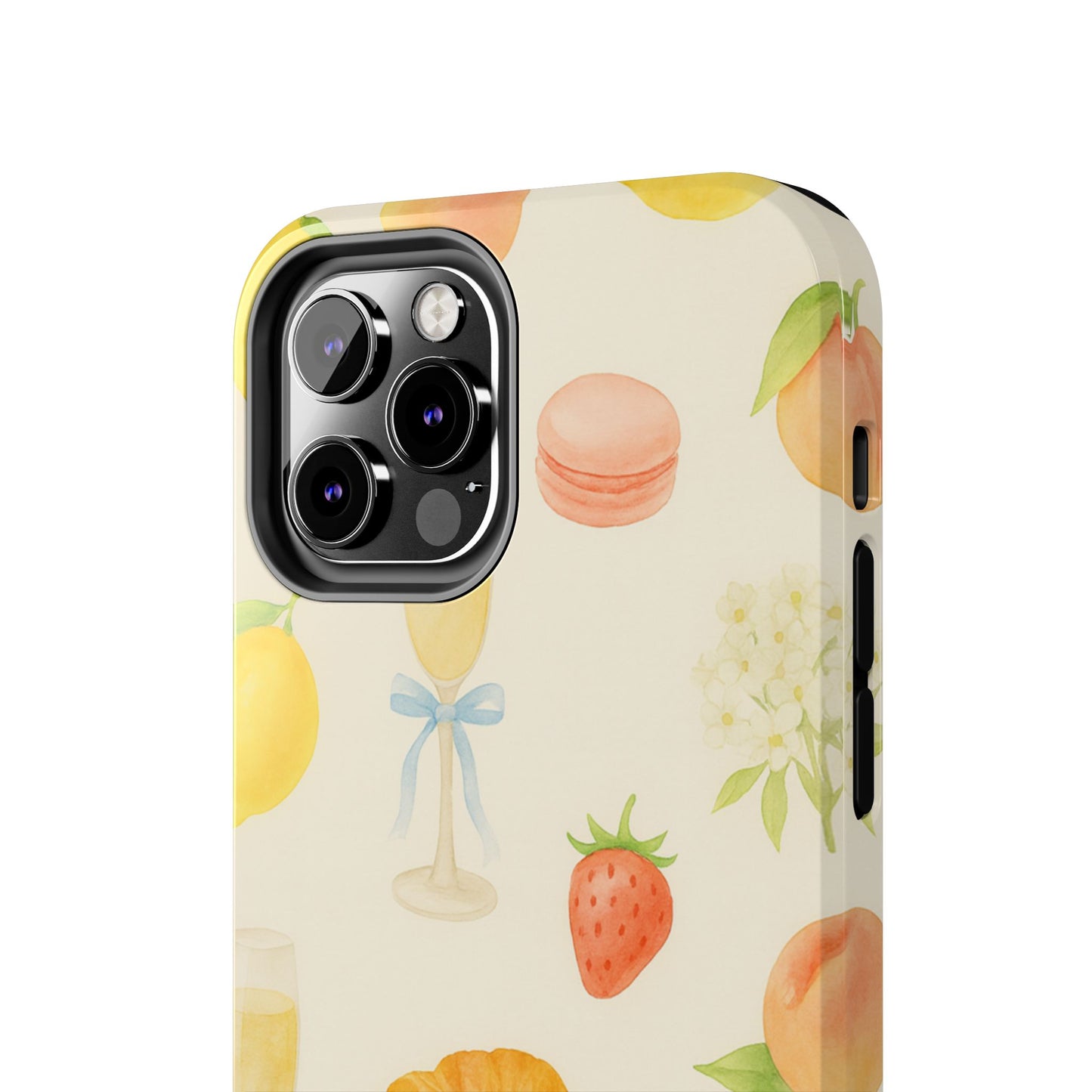 Tough Phone Case — Strawberries, Croissant & Champagne Floral Design