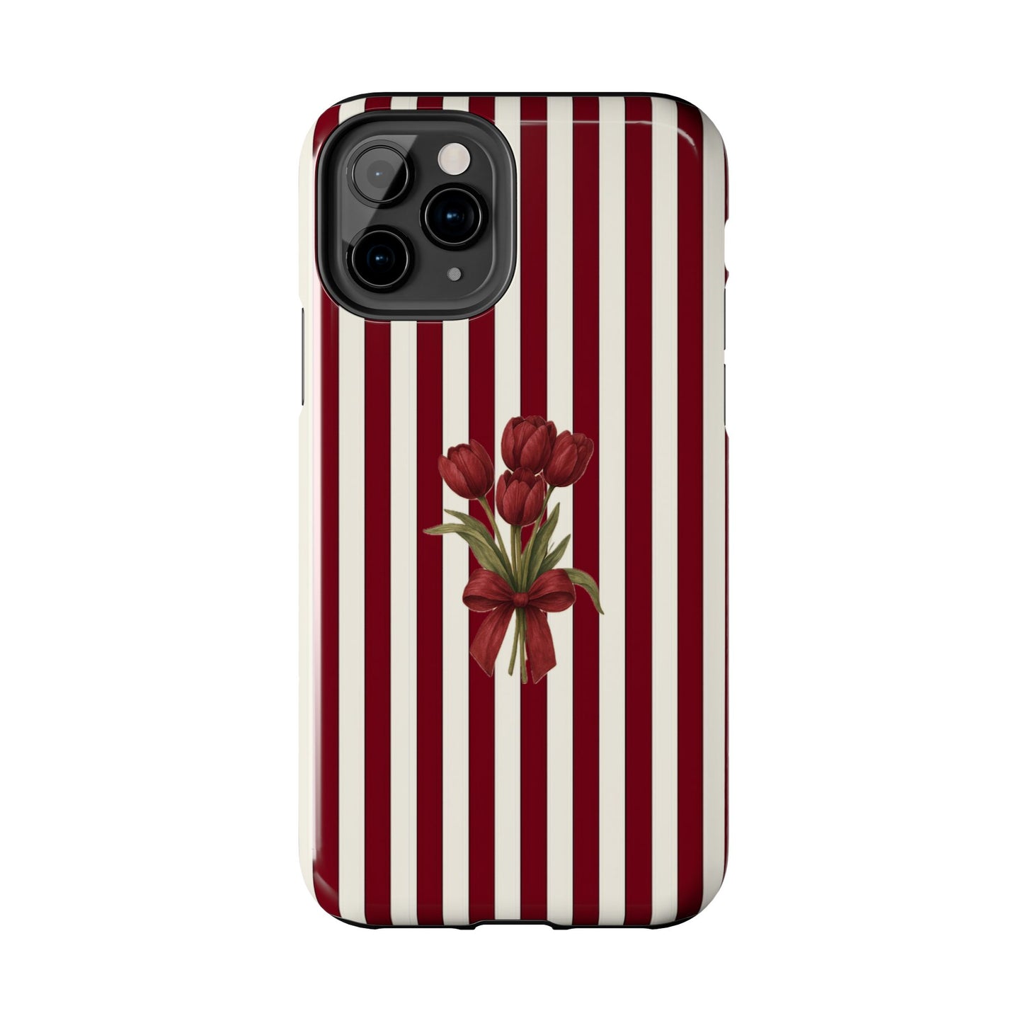 Tough Phone Case —Red Stripe Floral Bouquet