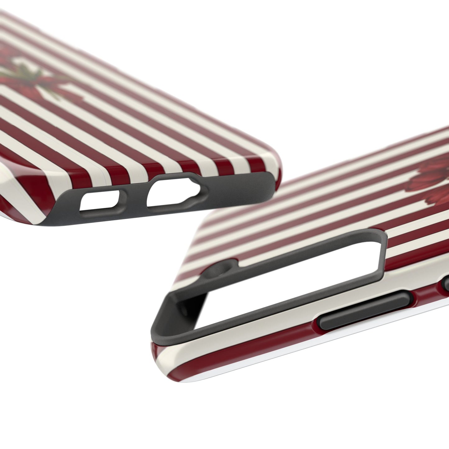 Tough Phone Case —Red Stripe Floral Bouquet
