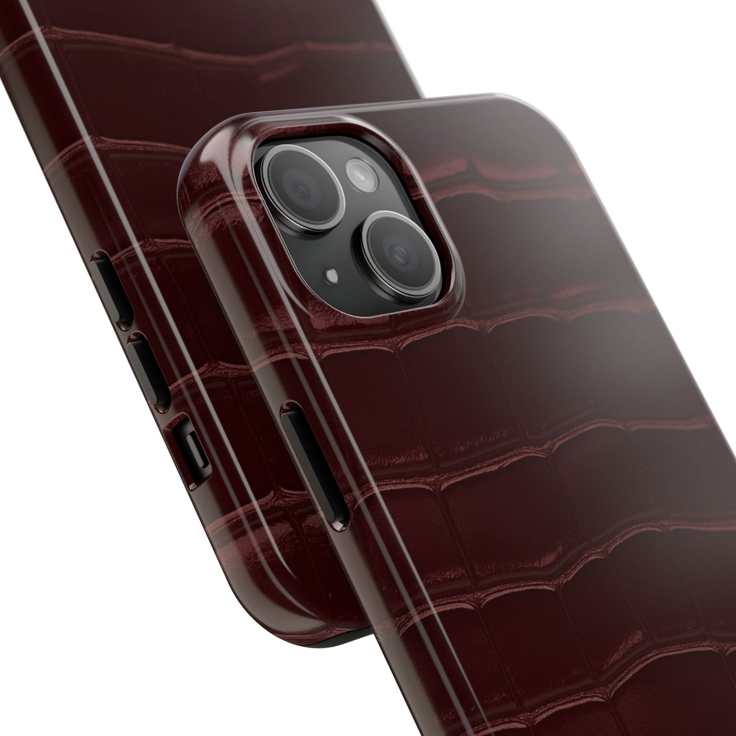Tough Phone Case — Burgundy, Croc-Embossed