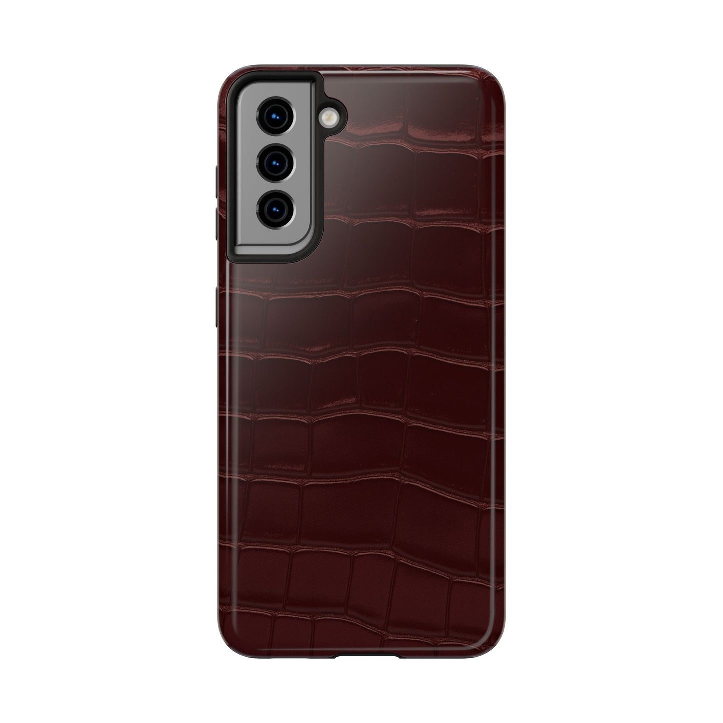 Tough Phone Case — Burgundy, Croc-Embossed