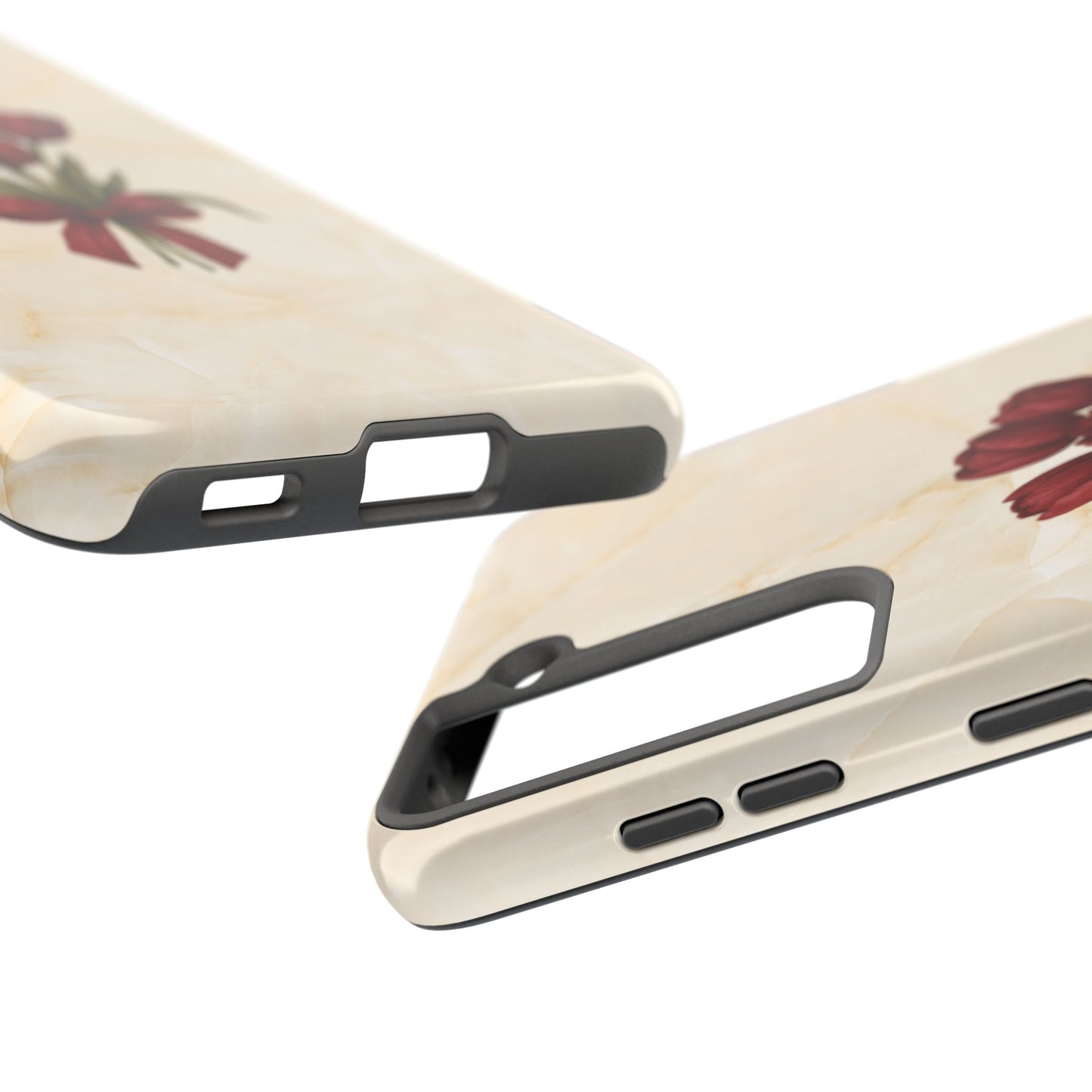 Tough Phone Case — Red Tulip Bouquet on Marble
