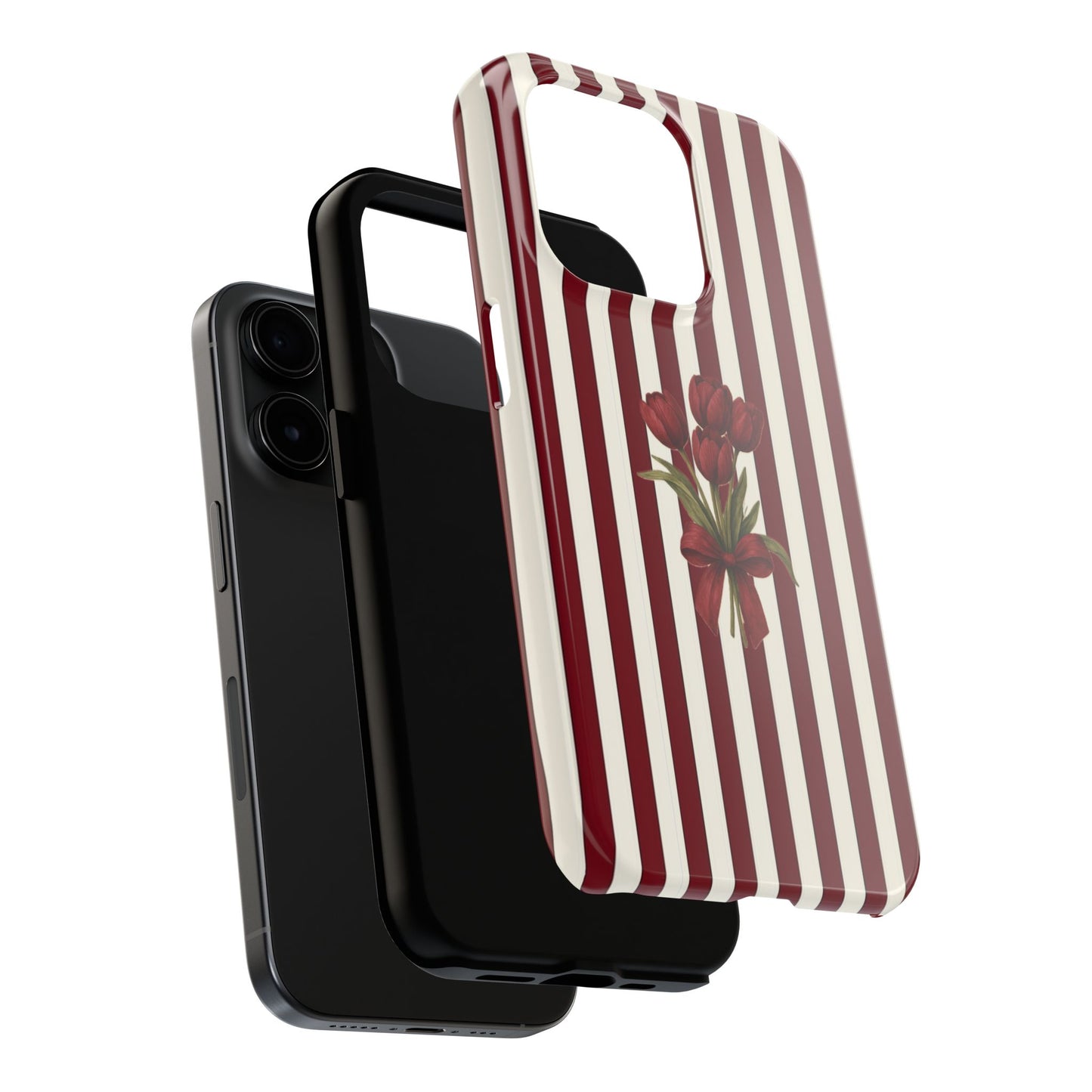 Tough Phone Case —Red Stripe Floral Bouquet