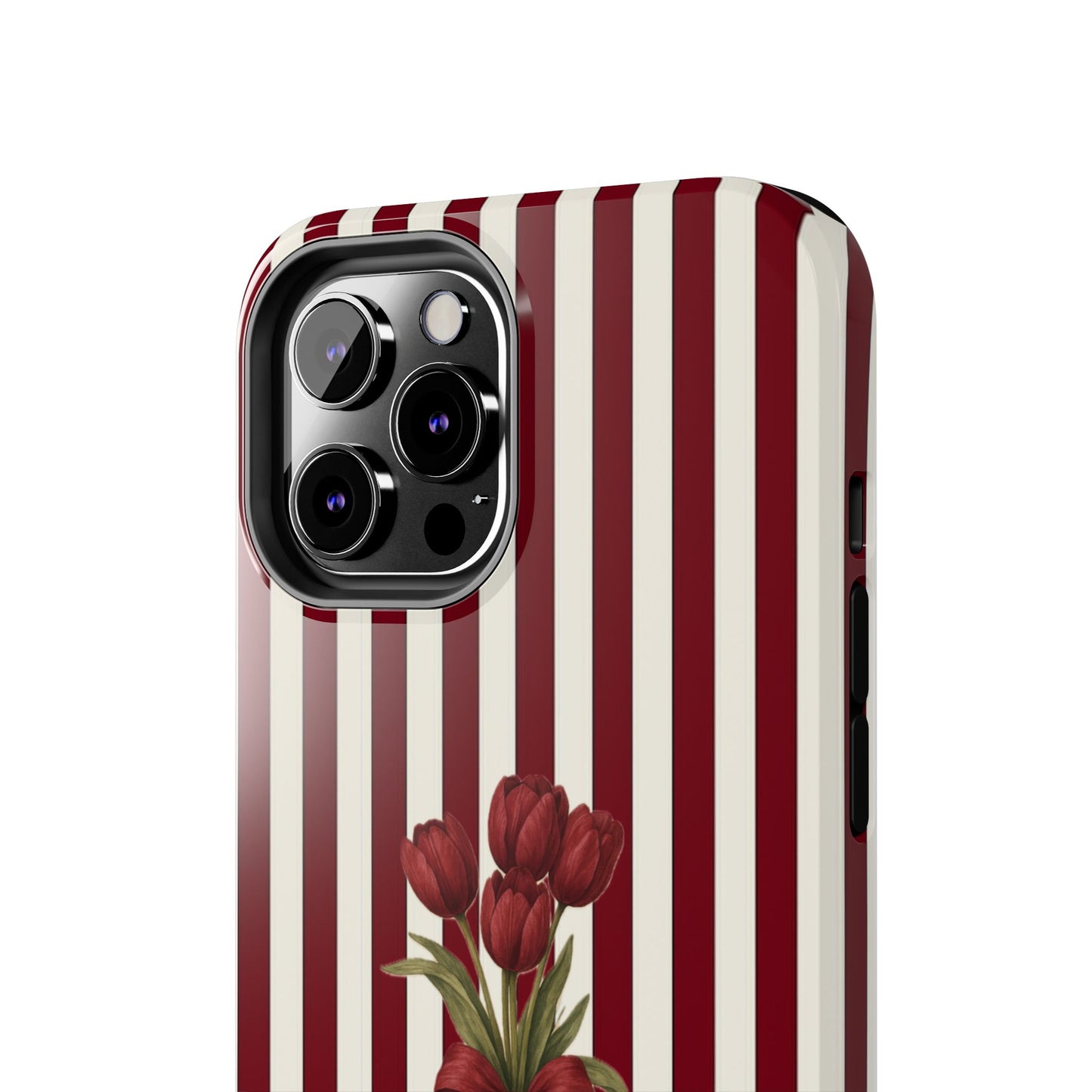 Tough Phone Case —Red Stripe Floral Bouquet