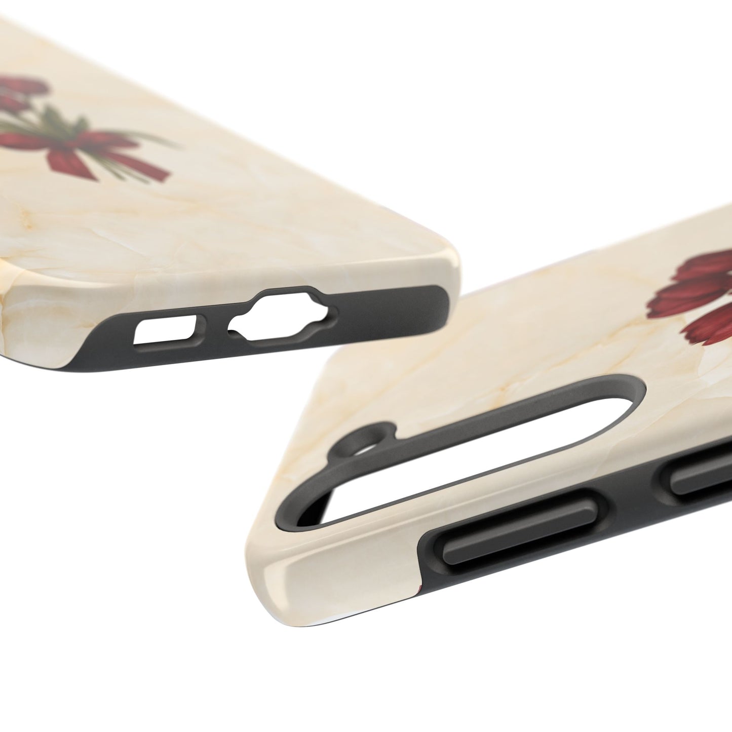 Tough Phone Case — Red Tulip Bouquet on Marble