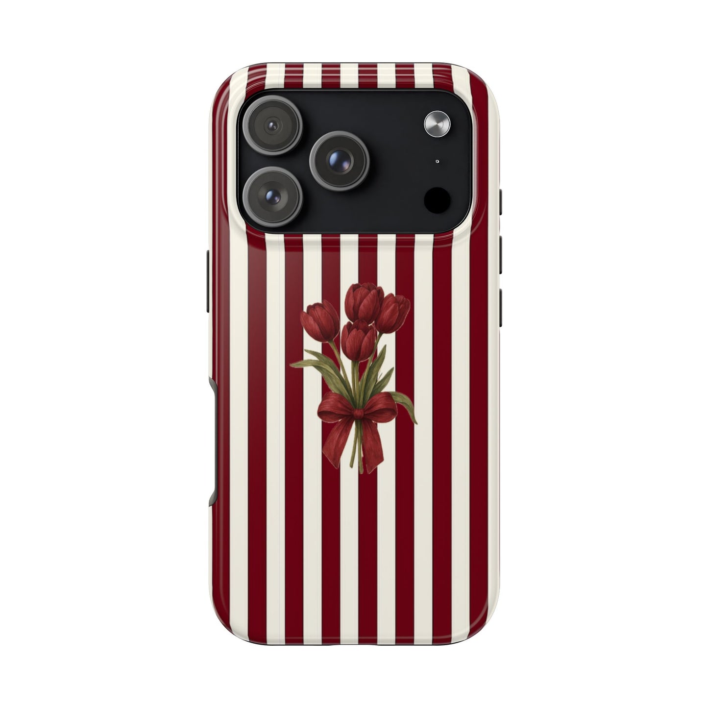 Tough Phone Case —Red Stripe Floral Bouquet