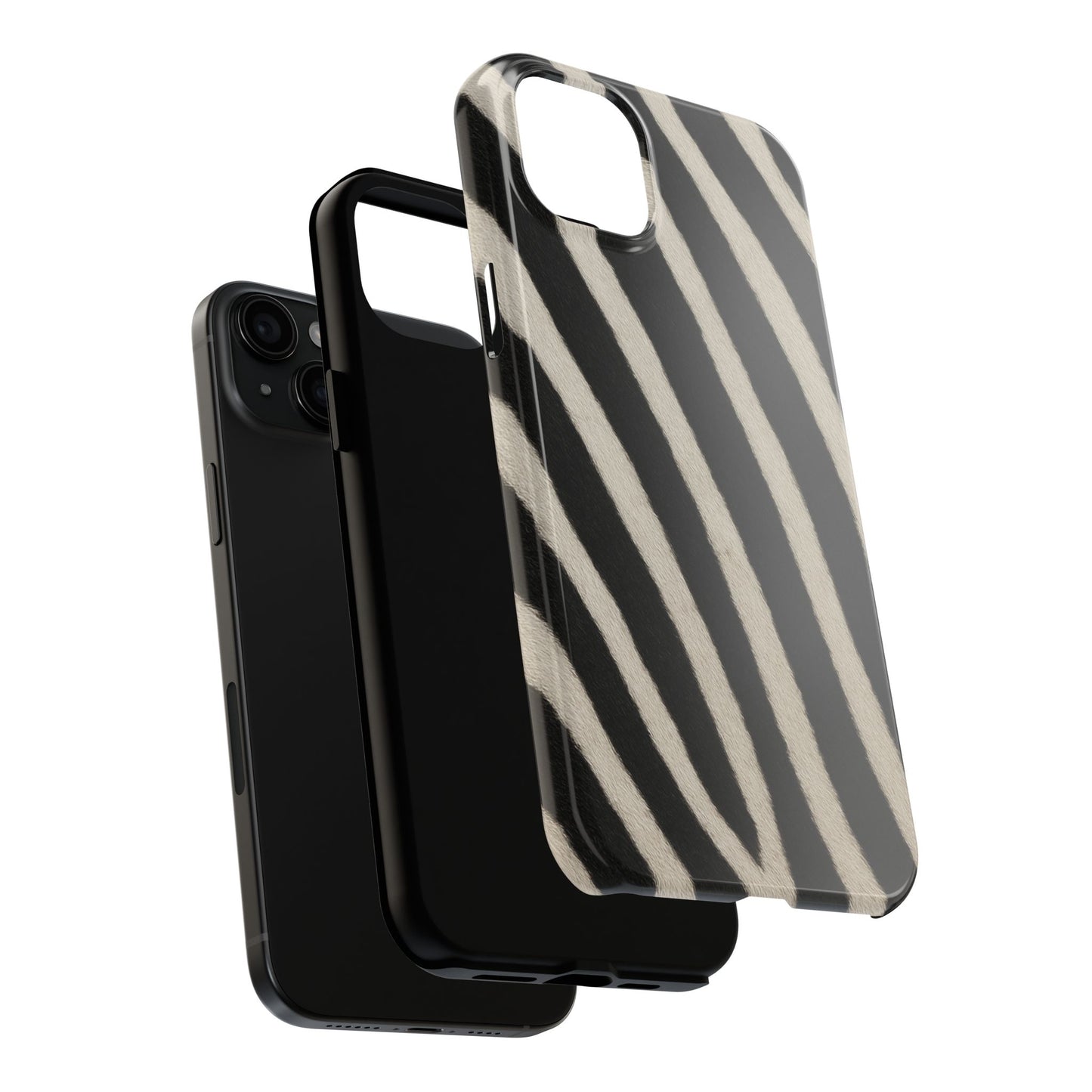 Tough Phone Case —Zebra Stripe, Black & White Animal Print