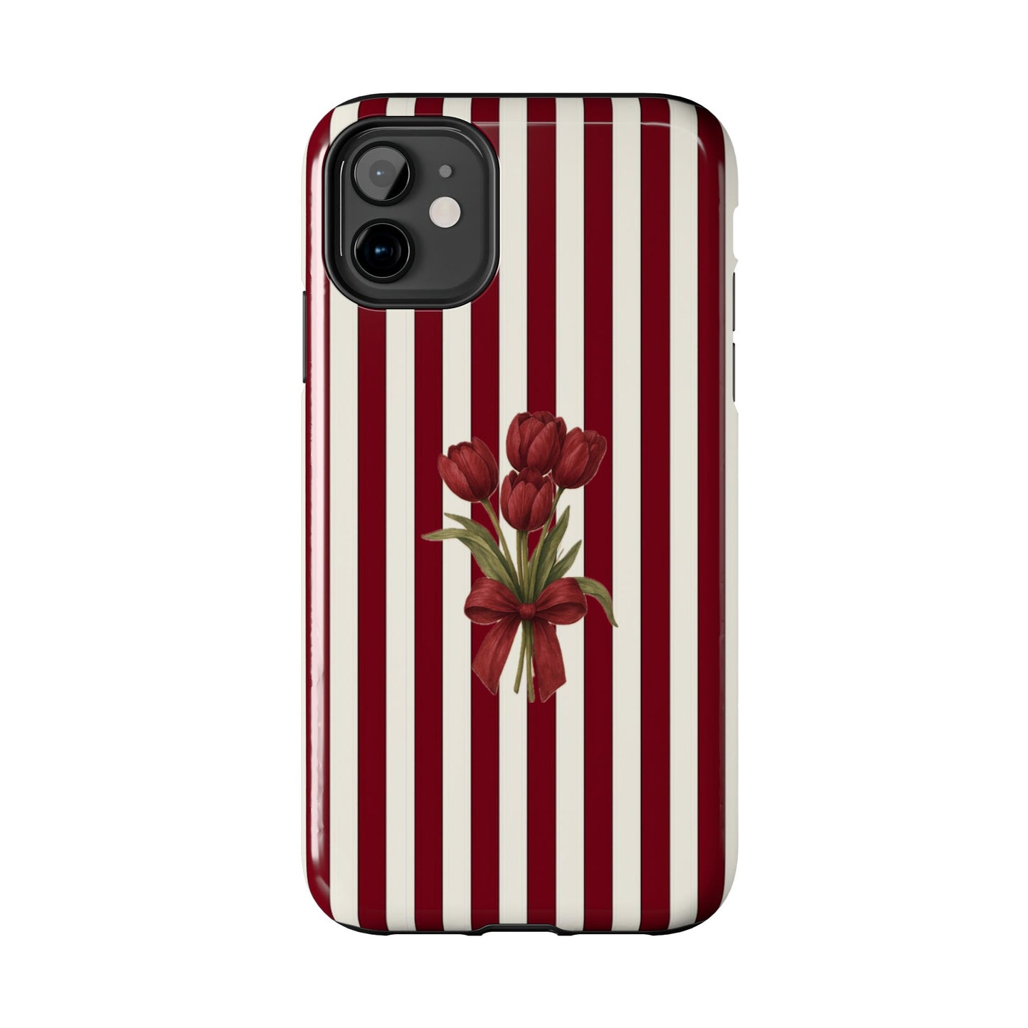 Tough Phone Case —Red Stripe Floral Bouquet