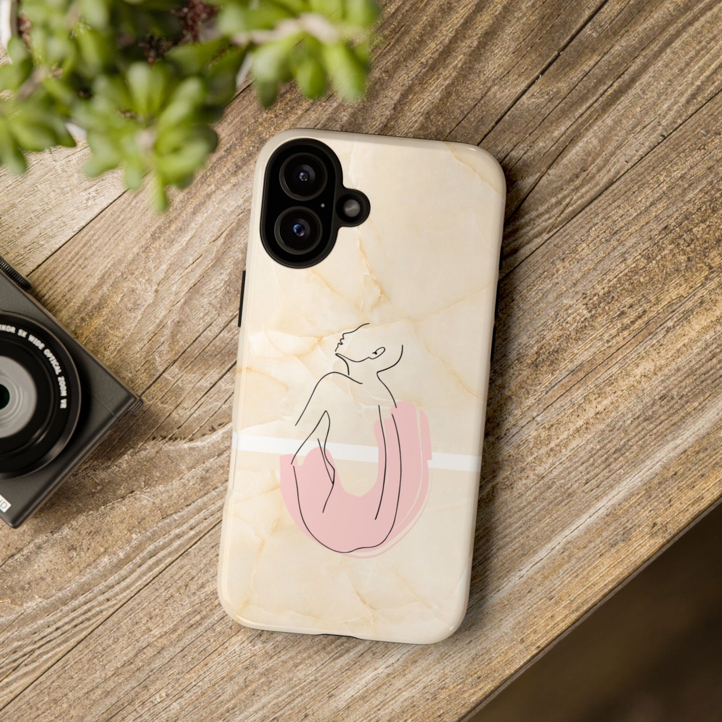 Tough Phone Case — Marble Minimalist Line Art