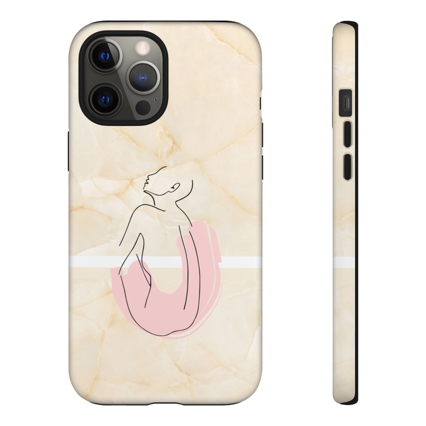 Tough Phone Case — Marble Minimalist Line Art