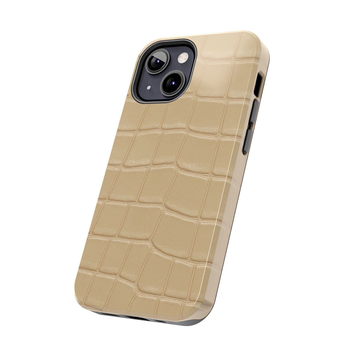 Tough Phone Case — Shockproof Alligator-Texture, Beige Croc