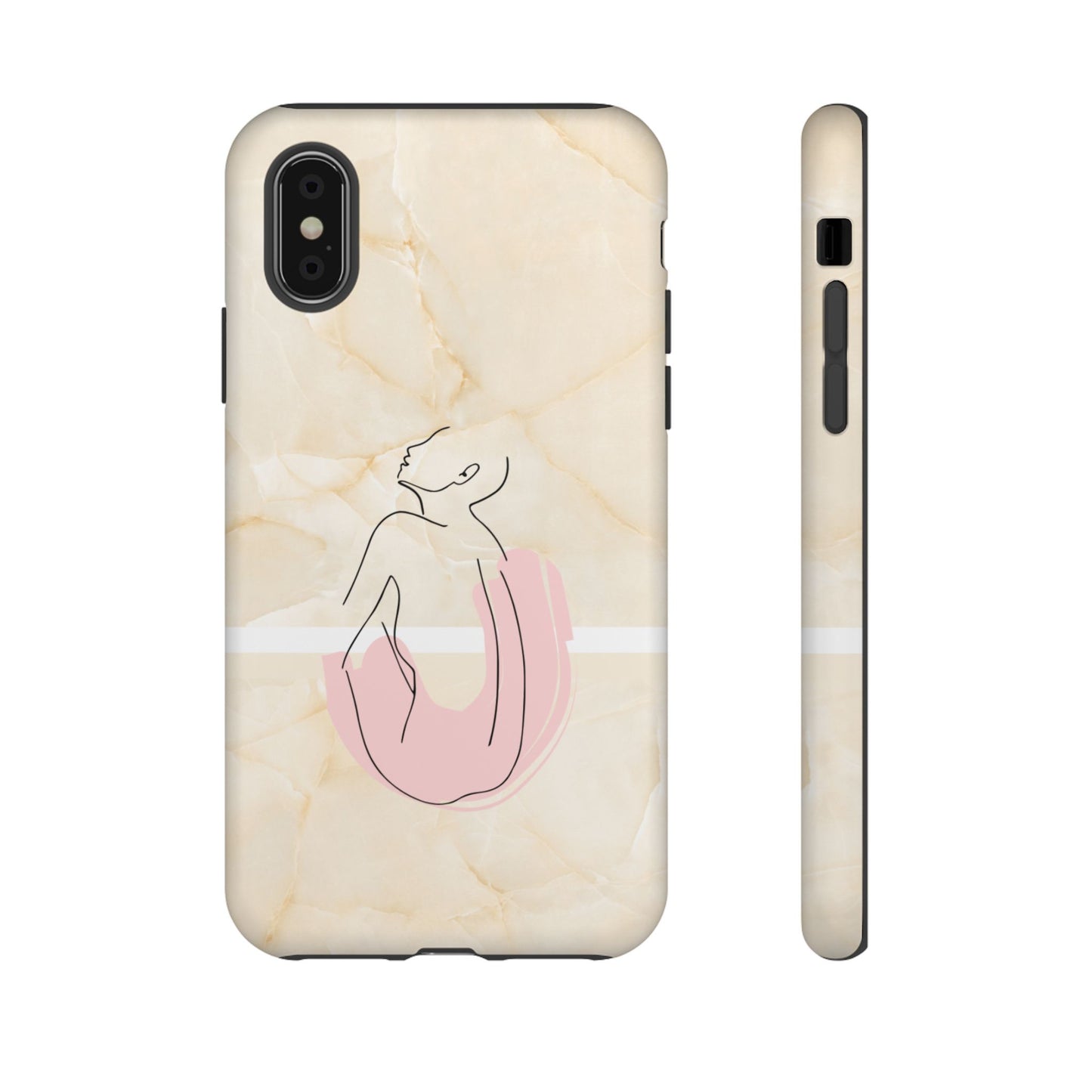 Tough Phone Case — Marble Minimalist Line Art