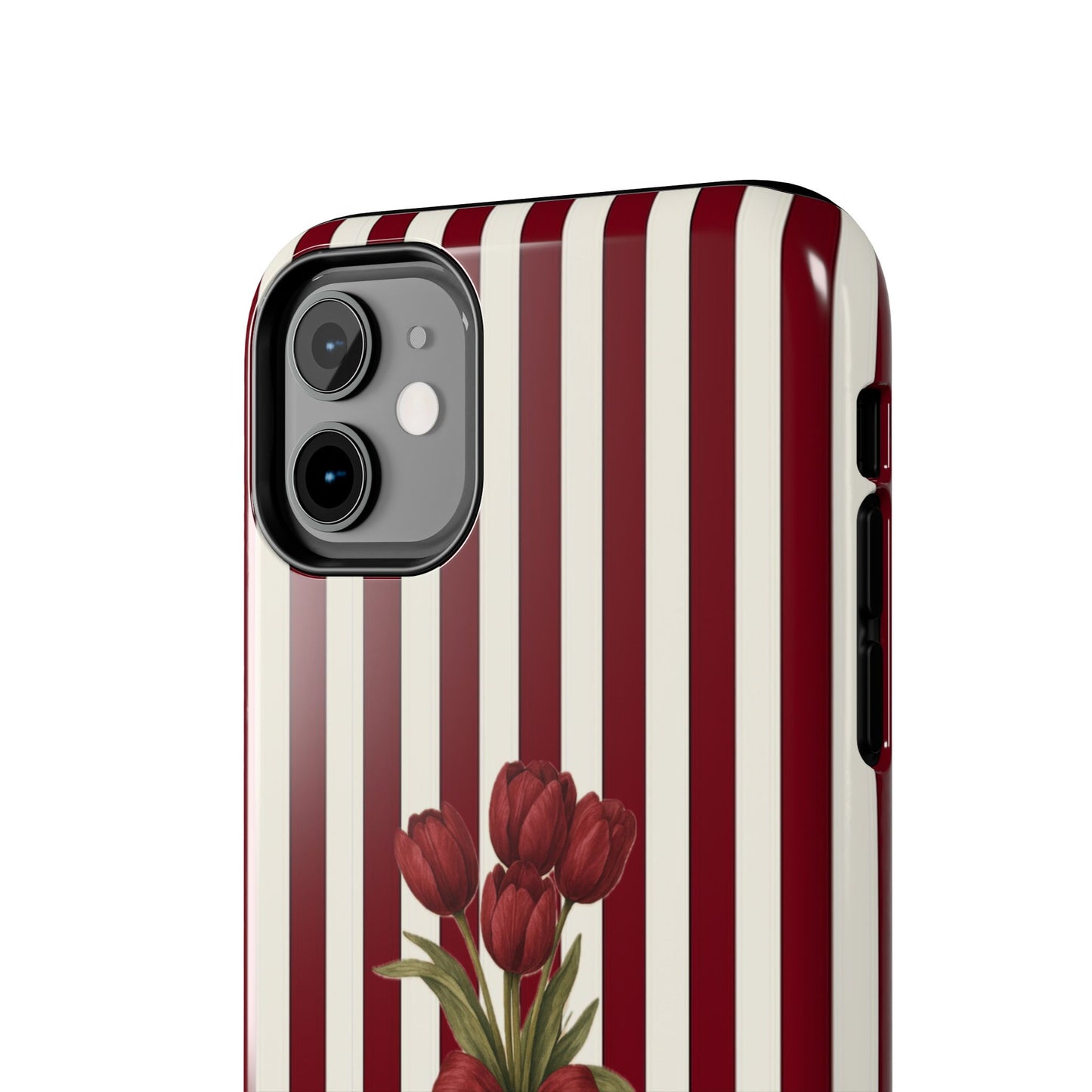 Tough Phone Case —Red Stripe Floral Bouquet