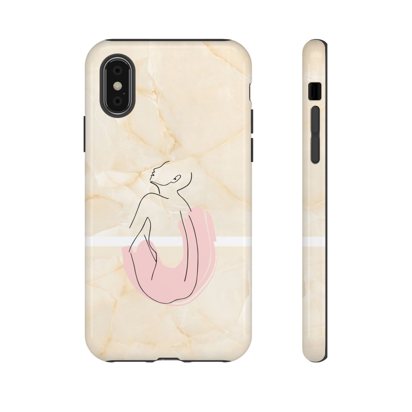 Tough Phone Case — Marble Minimalist Line Art