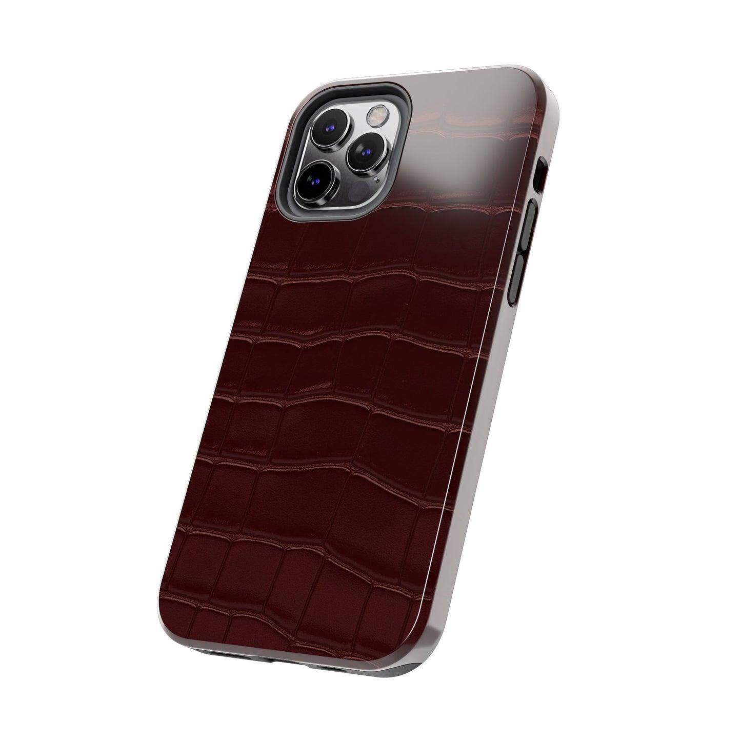 Tough Phone Case — Burgundy, Croc-Embossed