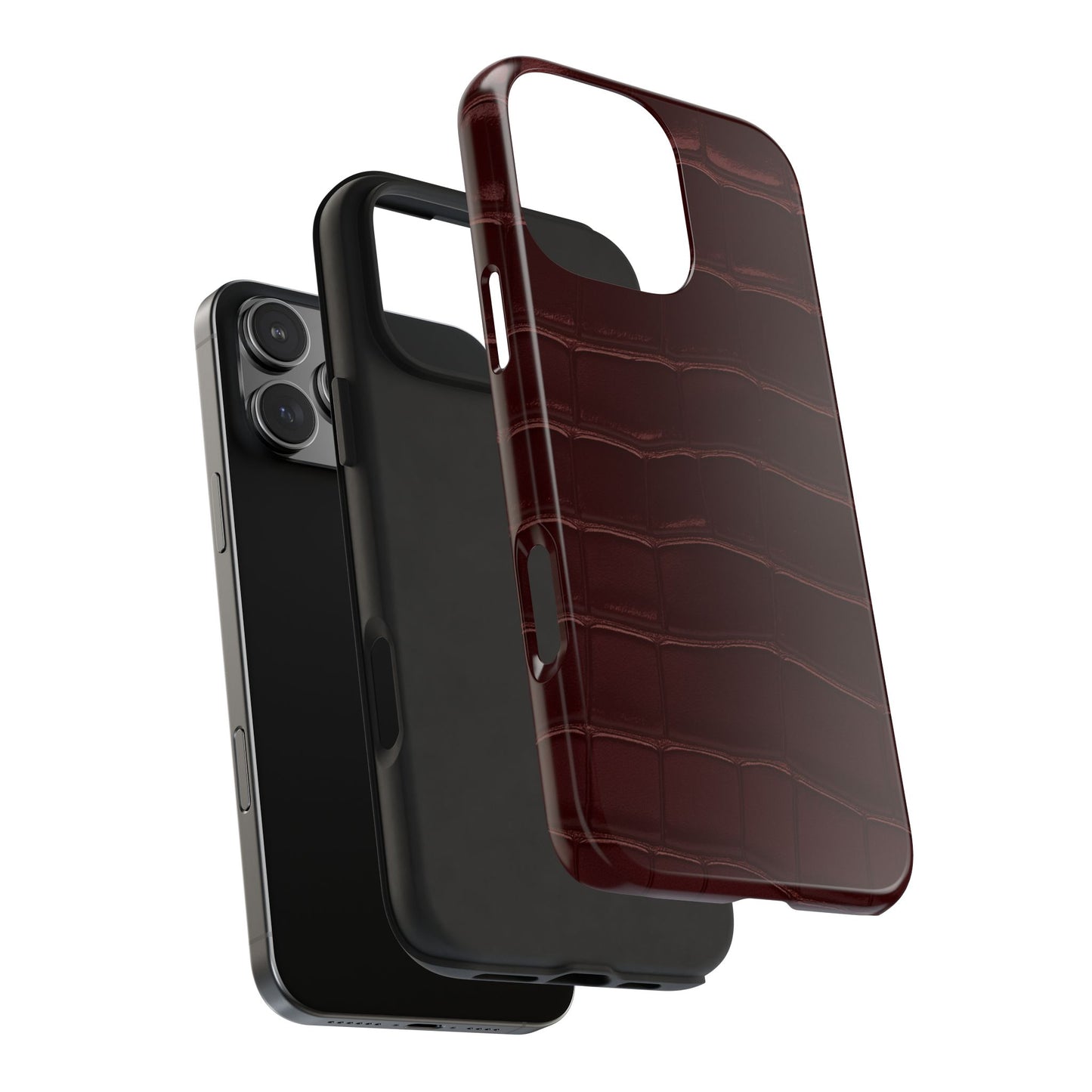 Tough Phone Case — Burgundy, Croc-Embossed