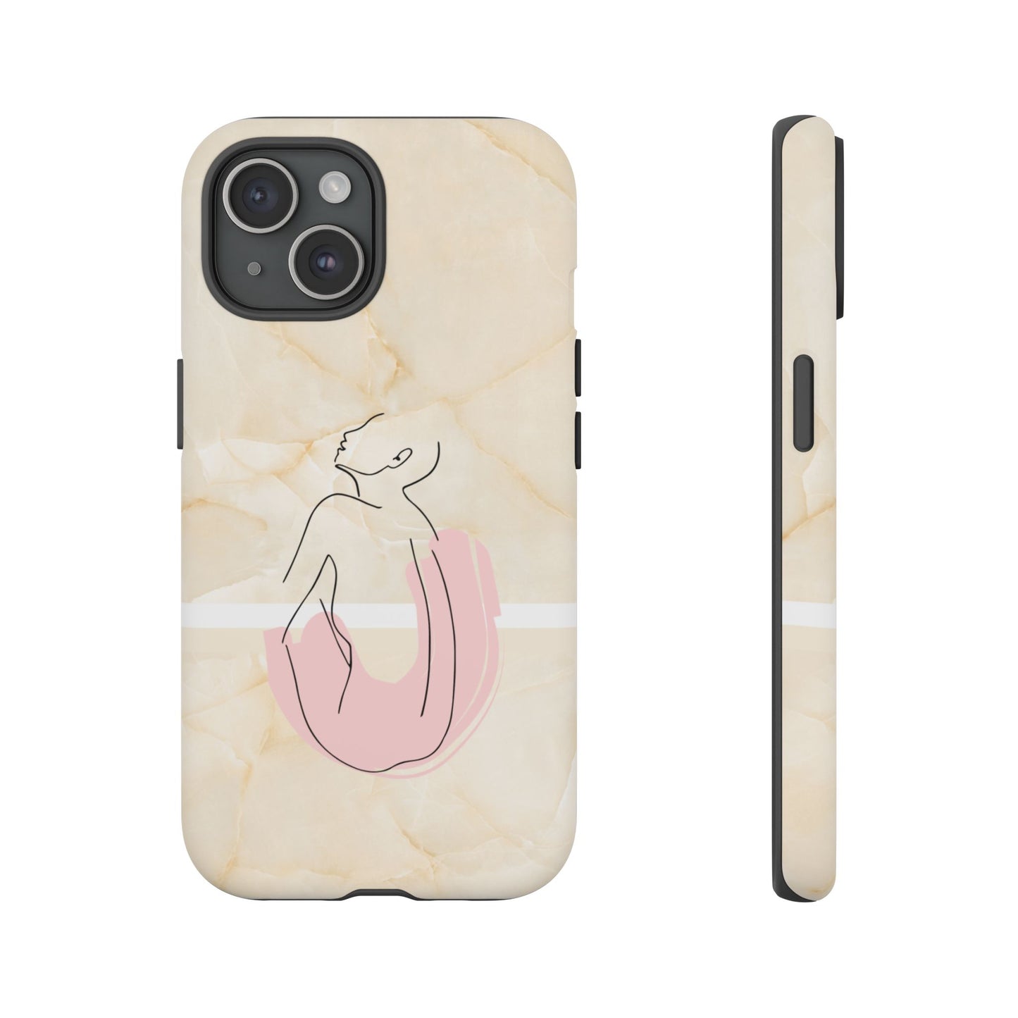 Tough Phone Case — Marble Minimalist Line Art