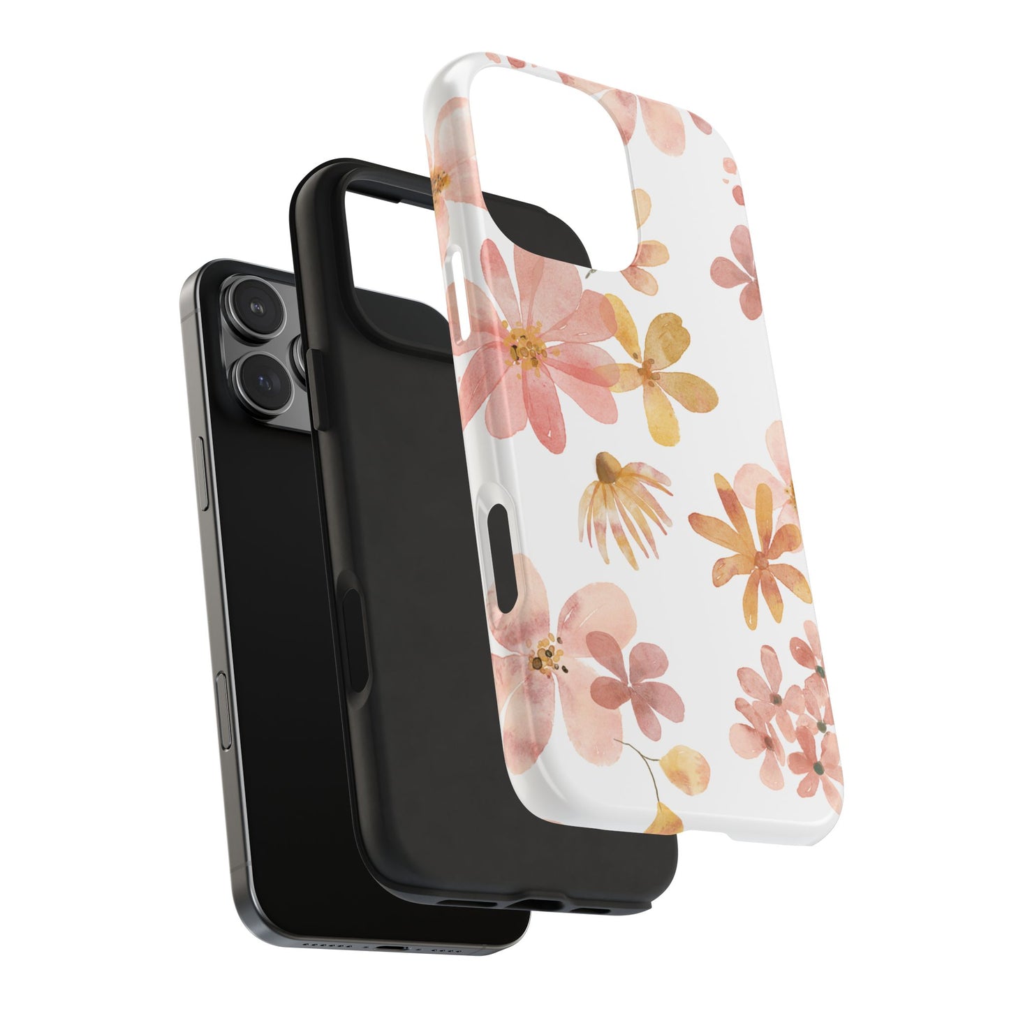 Tough Phone Case — Pink & Gold Blossom Protective Cover