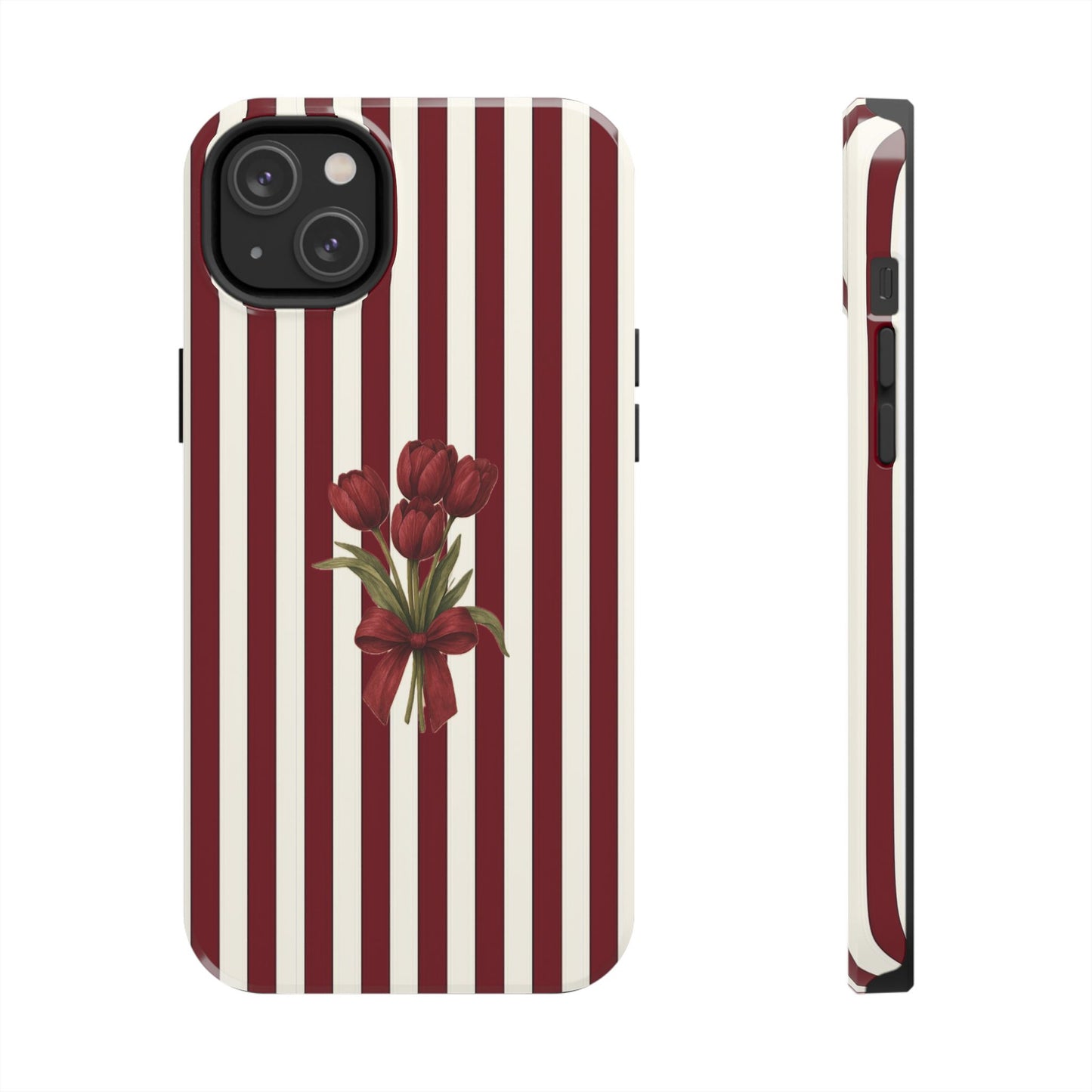 Tough Phone Case —Red Stripe Floral Bouquet