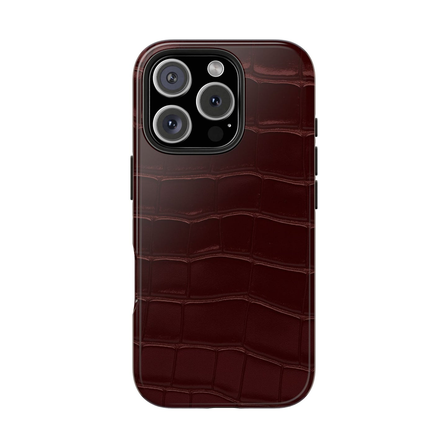 Tough Phone Case — Burgundy, Croc-Embossed