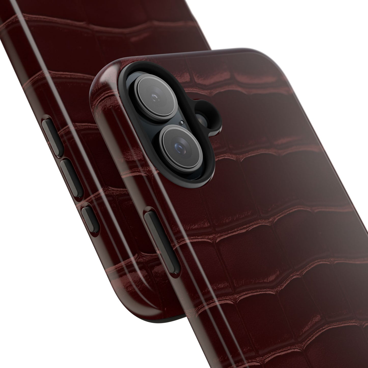 Tough Phone Case — Burgundy, Croc-Embossed