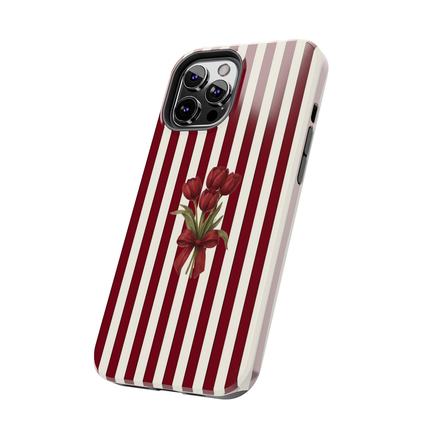 Tough Phone Case —Red Stripe Floral Bouquet