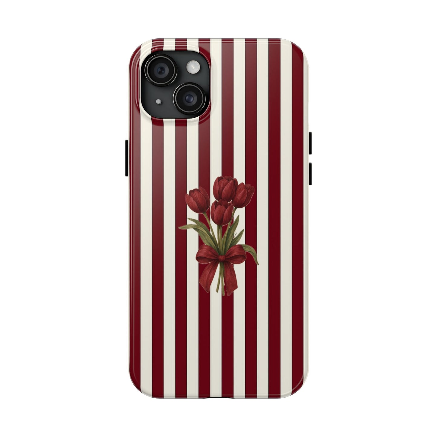 Tough Phone Case —Red Stripe Floral Bouquet