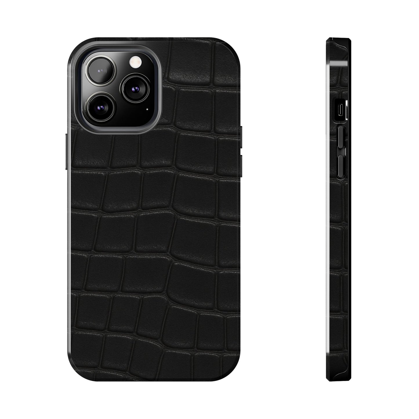 Tough Phone Case – Black Croc Texture