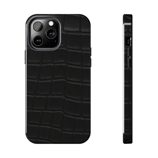 Tough Phone Case – Black Croc Texture