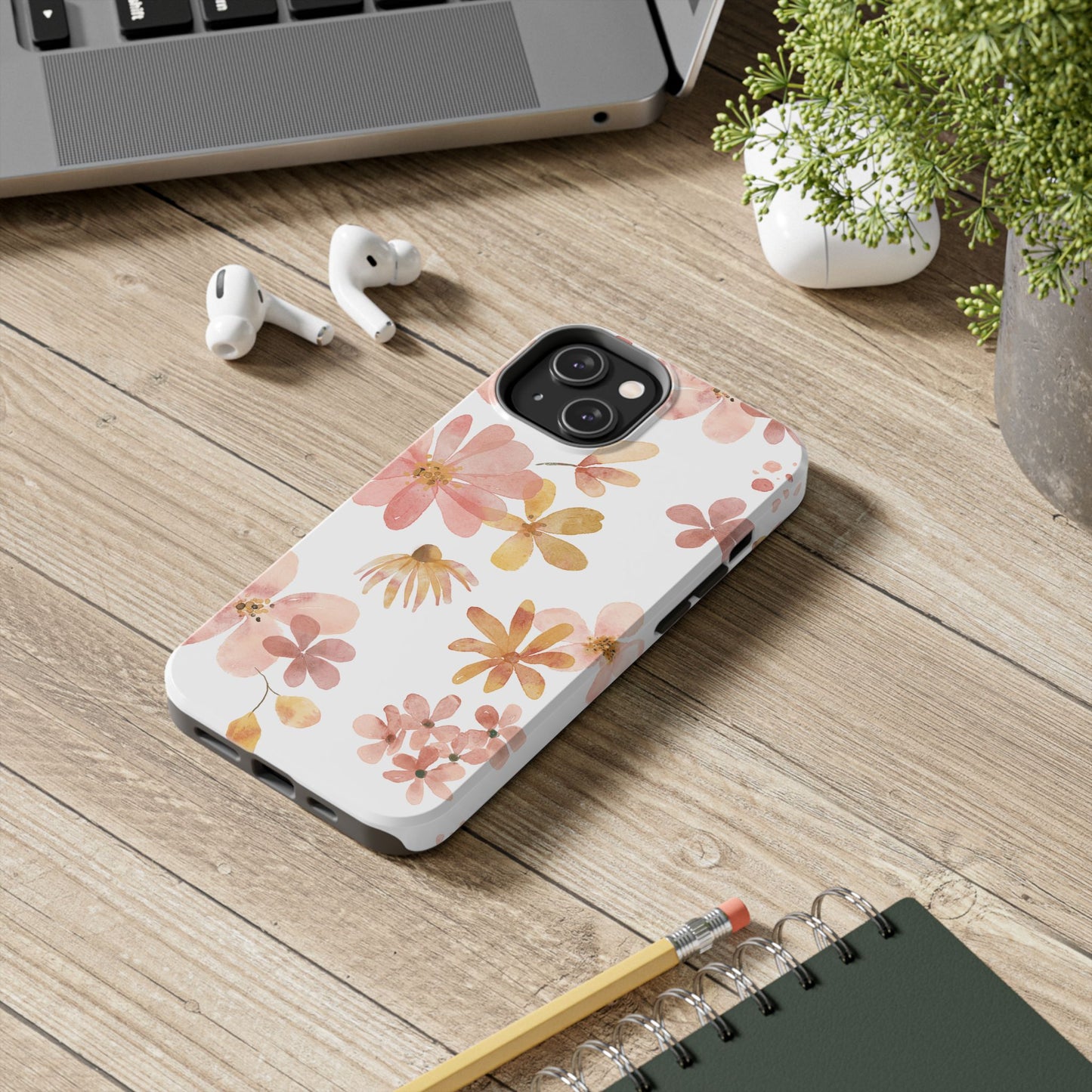 Tough Phone Case — Pink & Gold Blossom Protective Cover