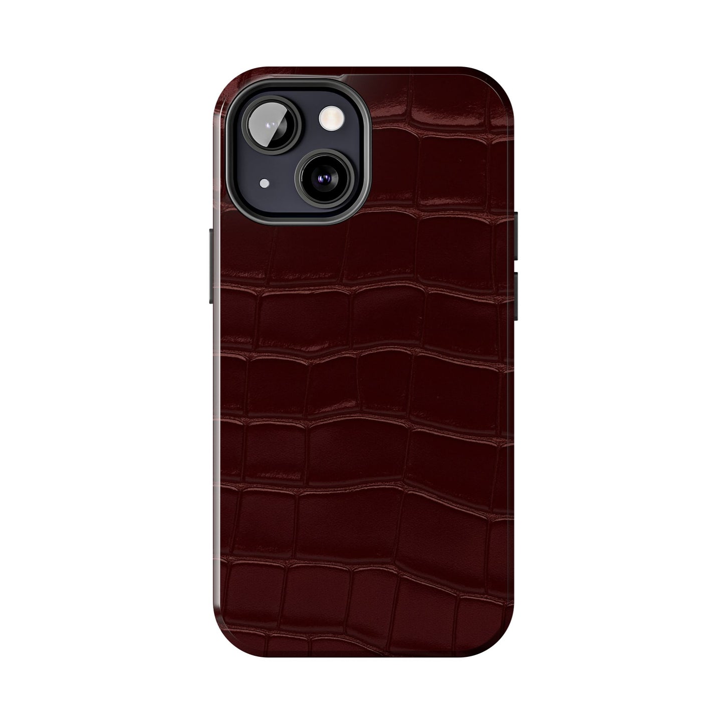 Tough Phone Case — Burgundy, Croc-Embossed