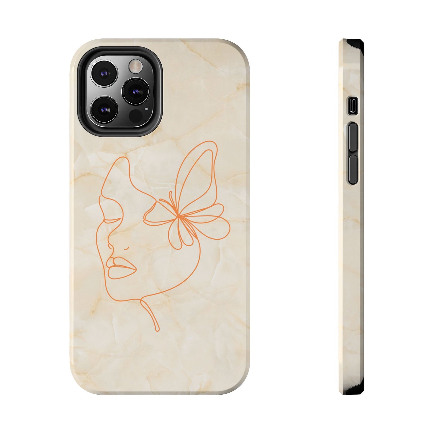 Tough Phone Case —  Marble Line Art, Minimal Elegant
