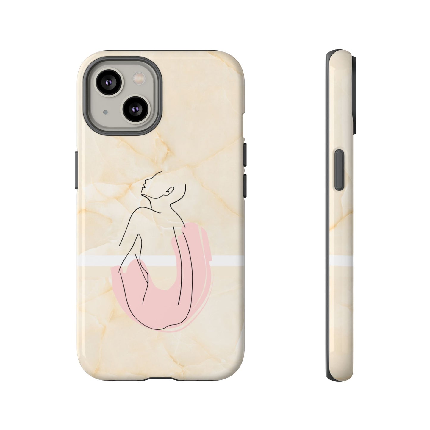 Tough Phone Case — Marble Minimalist Line Art