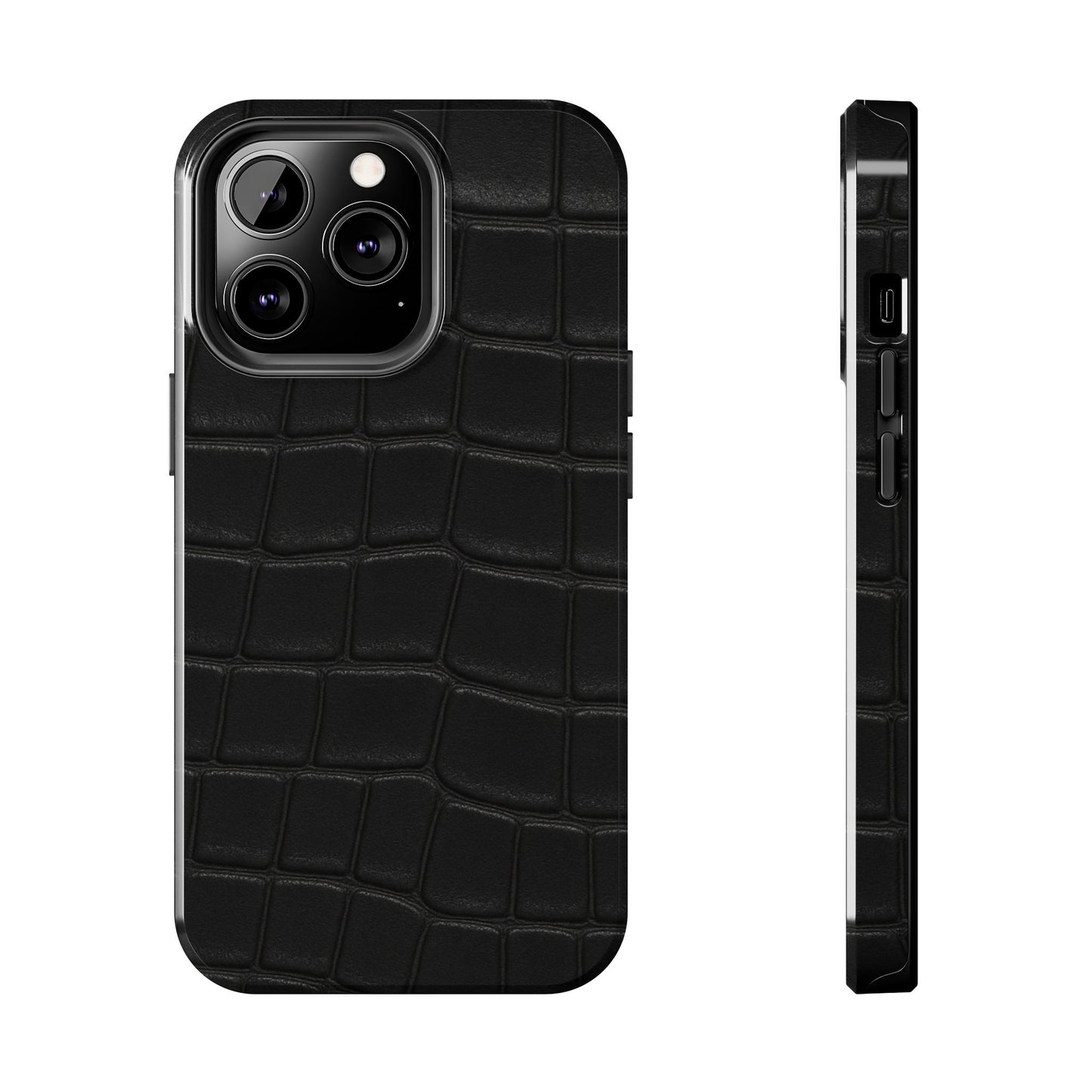 Tough Phone Case – Black Croc Texture
