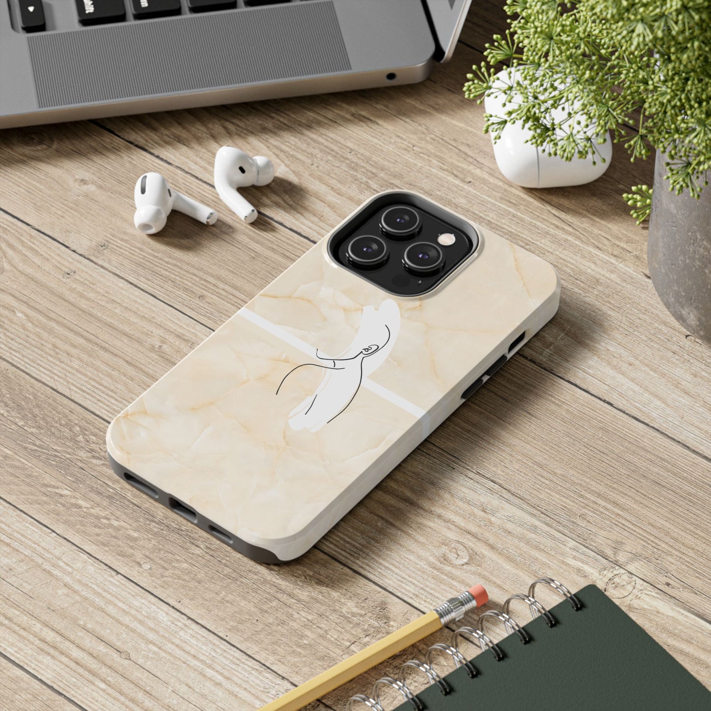 Tough Phone Case — Marble Minimalist Line Art