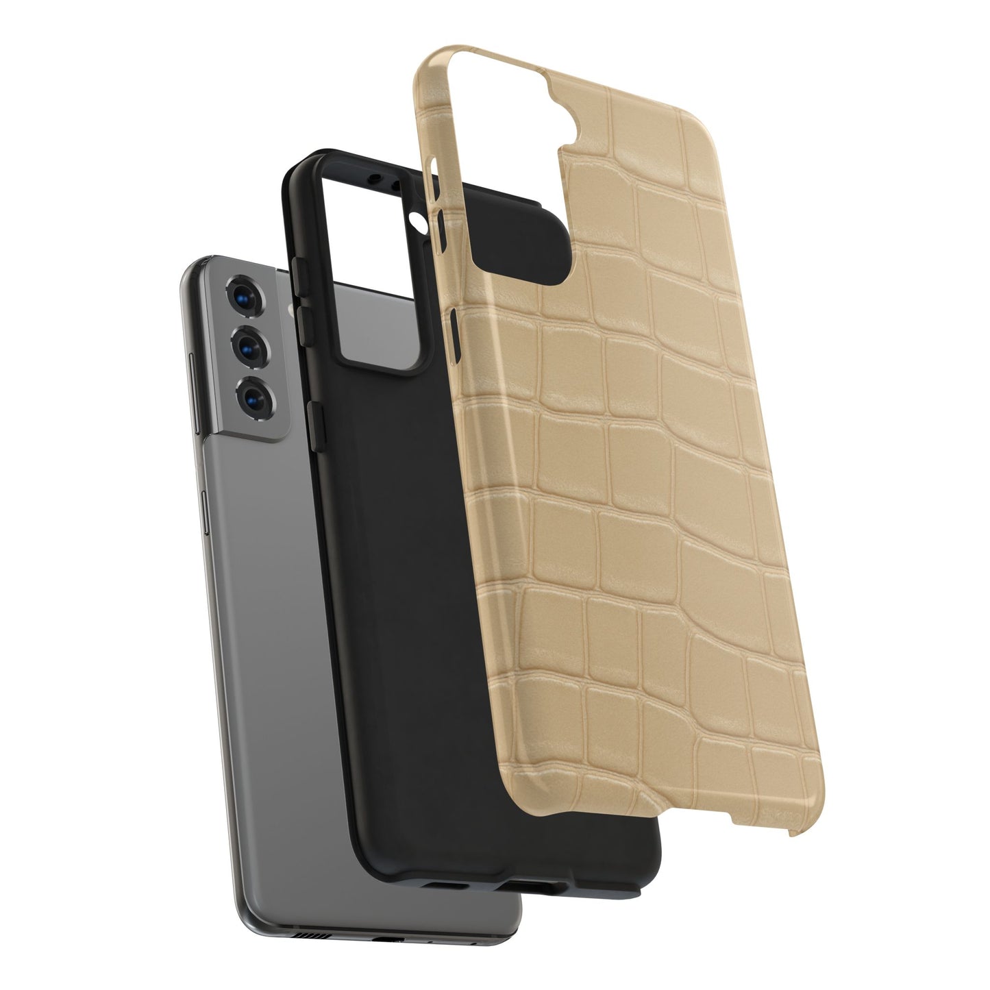 Tough Phone Case — Shockproof Alligator-Texture, Beige Croc