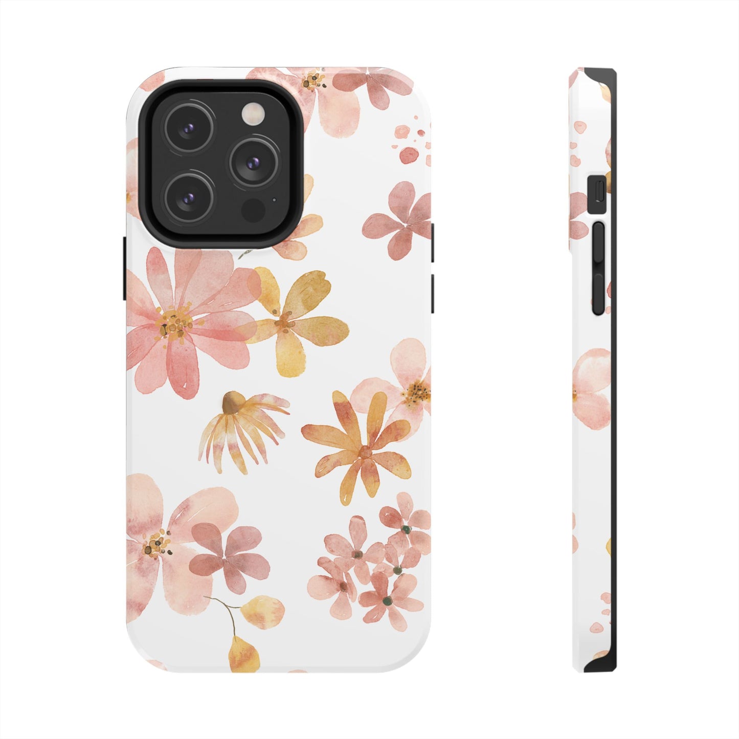 Tough Phone Case — Pink & Gold Blossom Protective Cover
