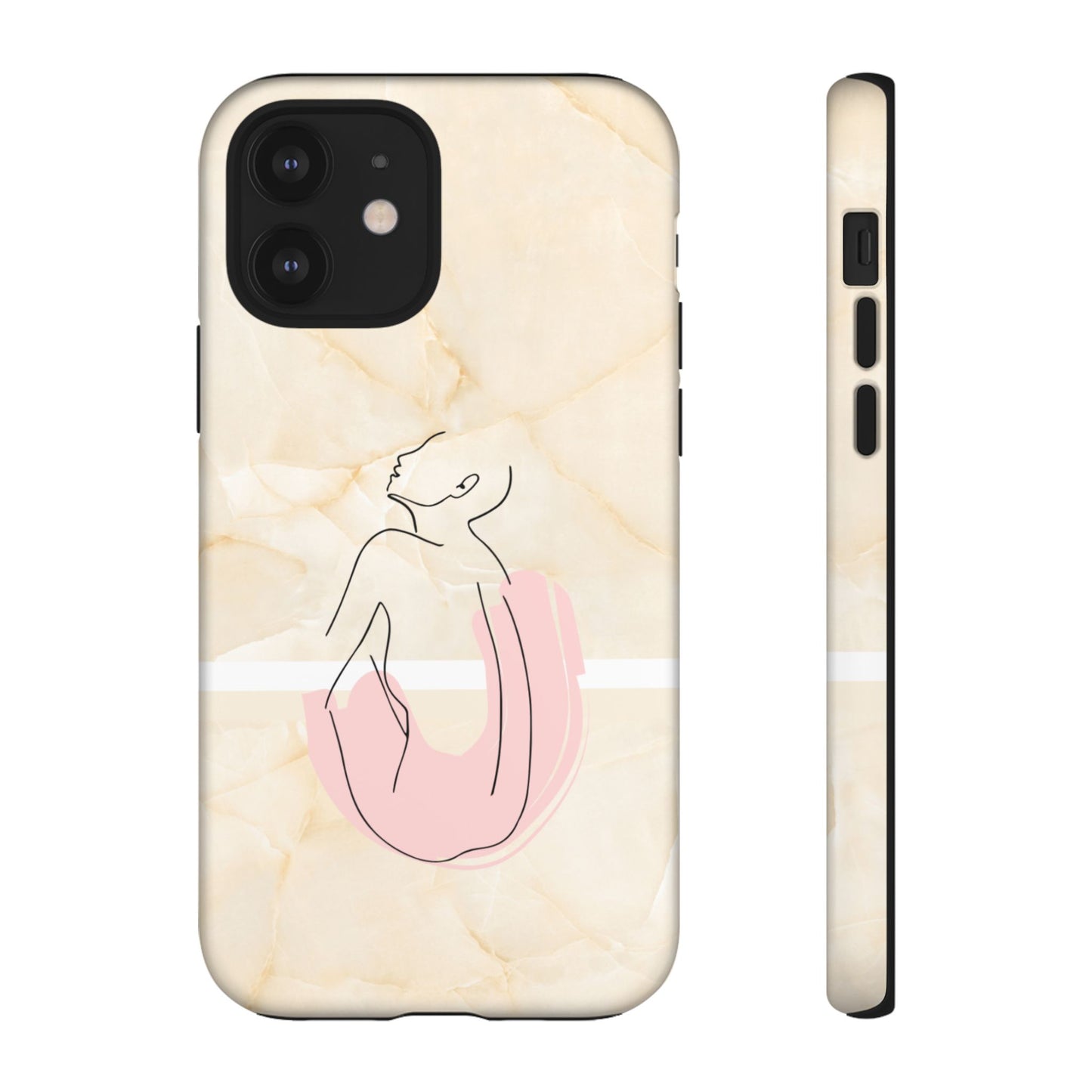 Tough Phone Case — Marble Minimalist Line Art