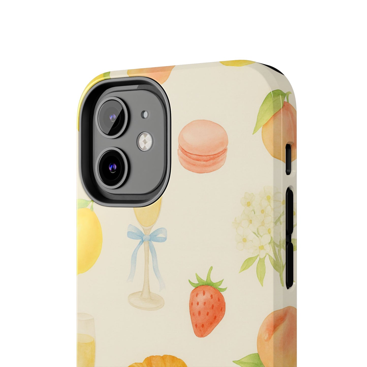 Tough Phone Case — Strawberries, Croissant & Champagne Floral Design