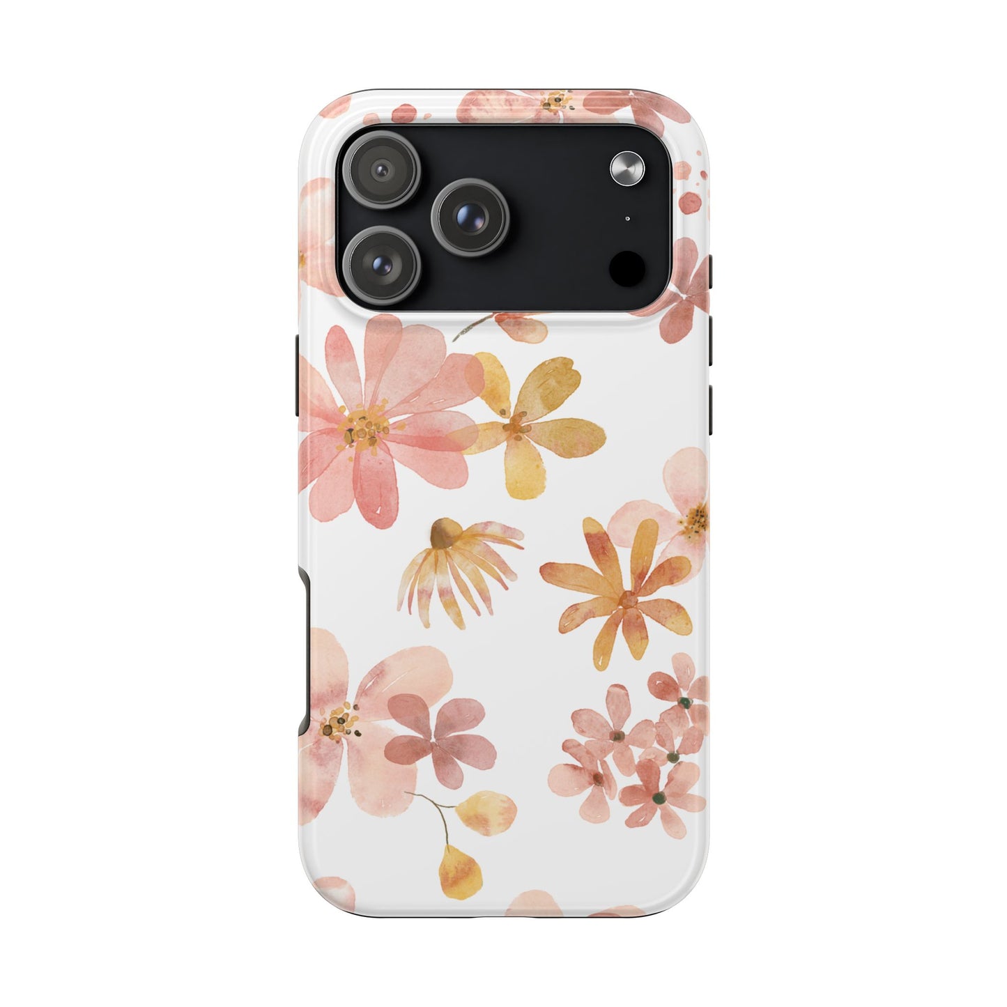 Tough Phone Case — Pink & Gold Blossom Protective Cover