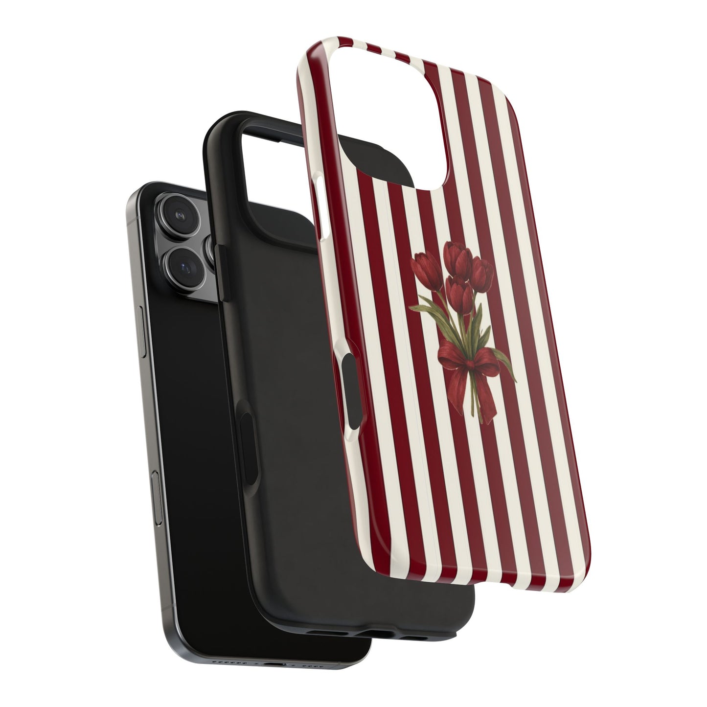 Tough Phone Case —Red Stripe Floral Bouquet