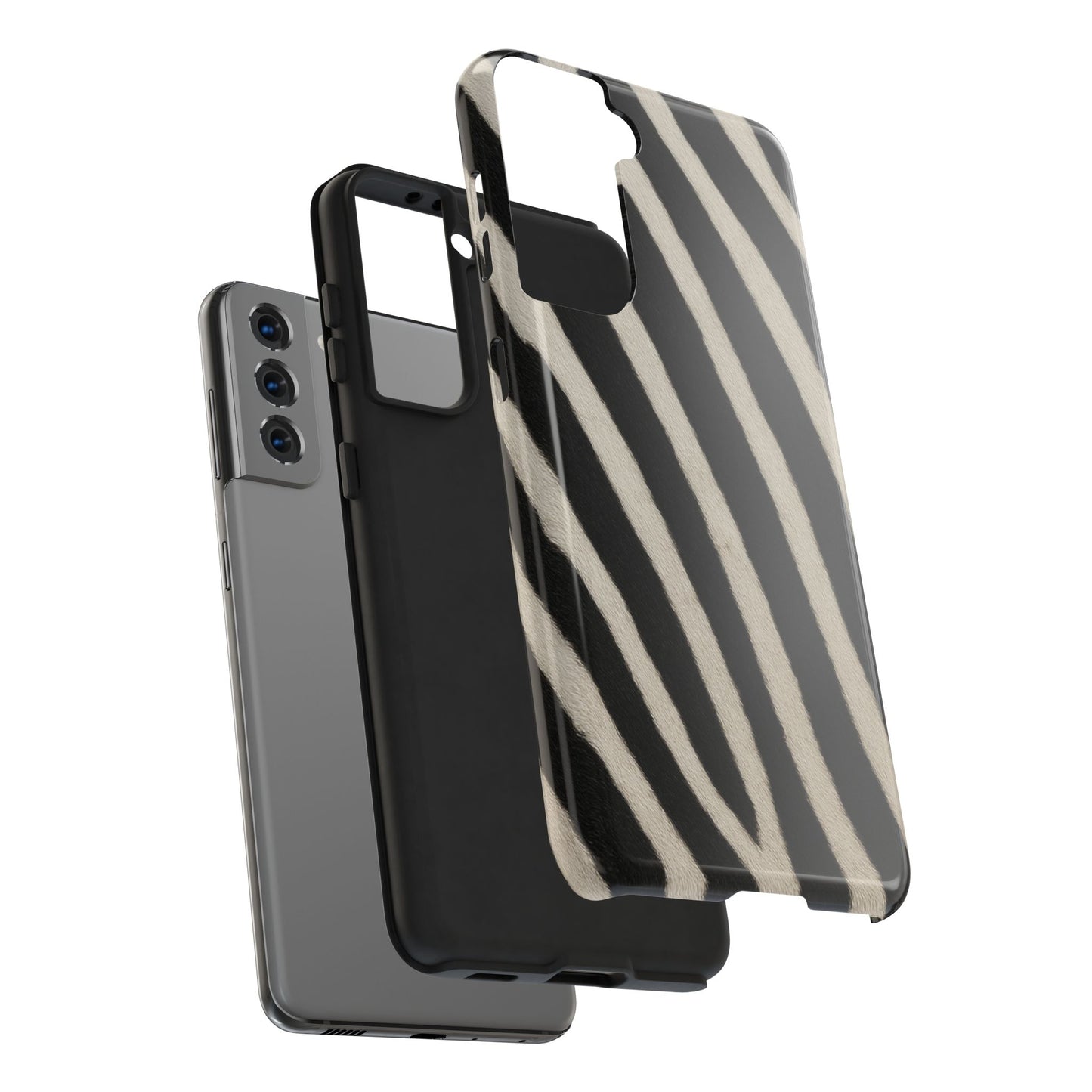 Tough Phone Case —Zebra Stripe, Black & White Animal Print
